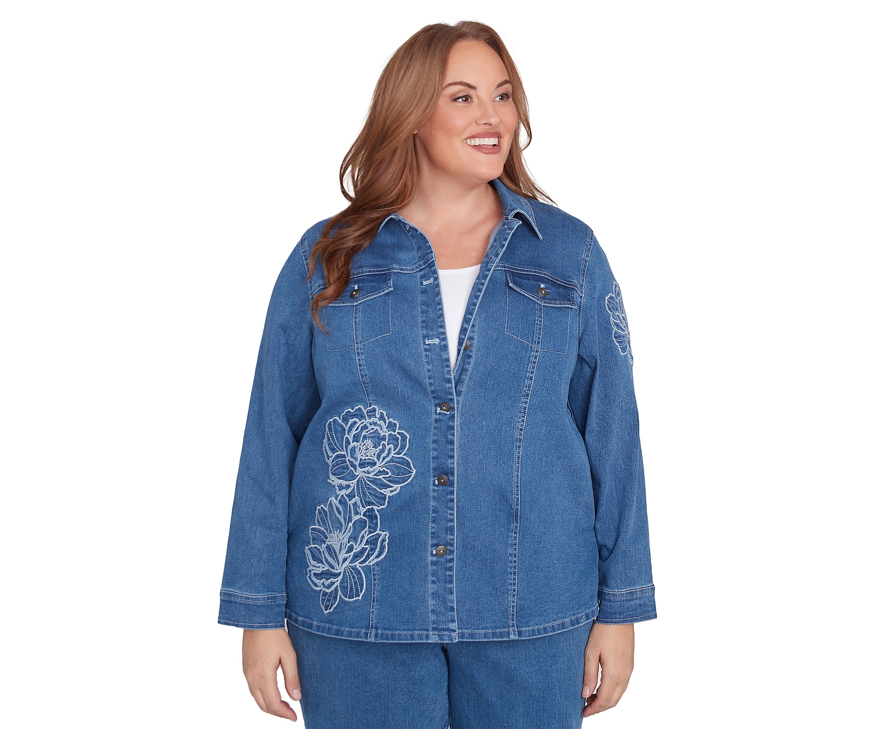Plus Size Free Spirit Floral Appliqué Jacket