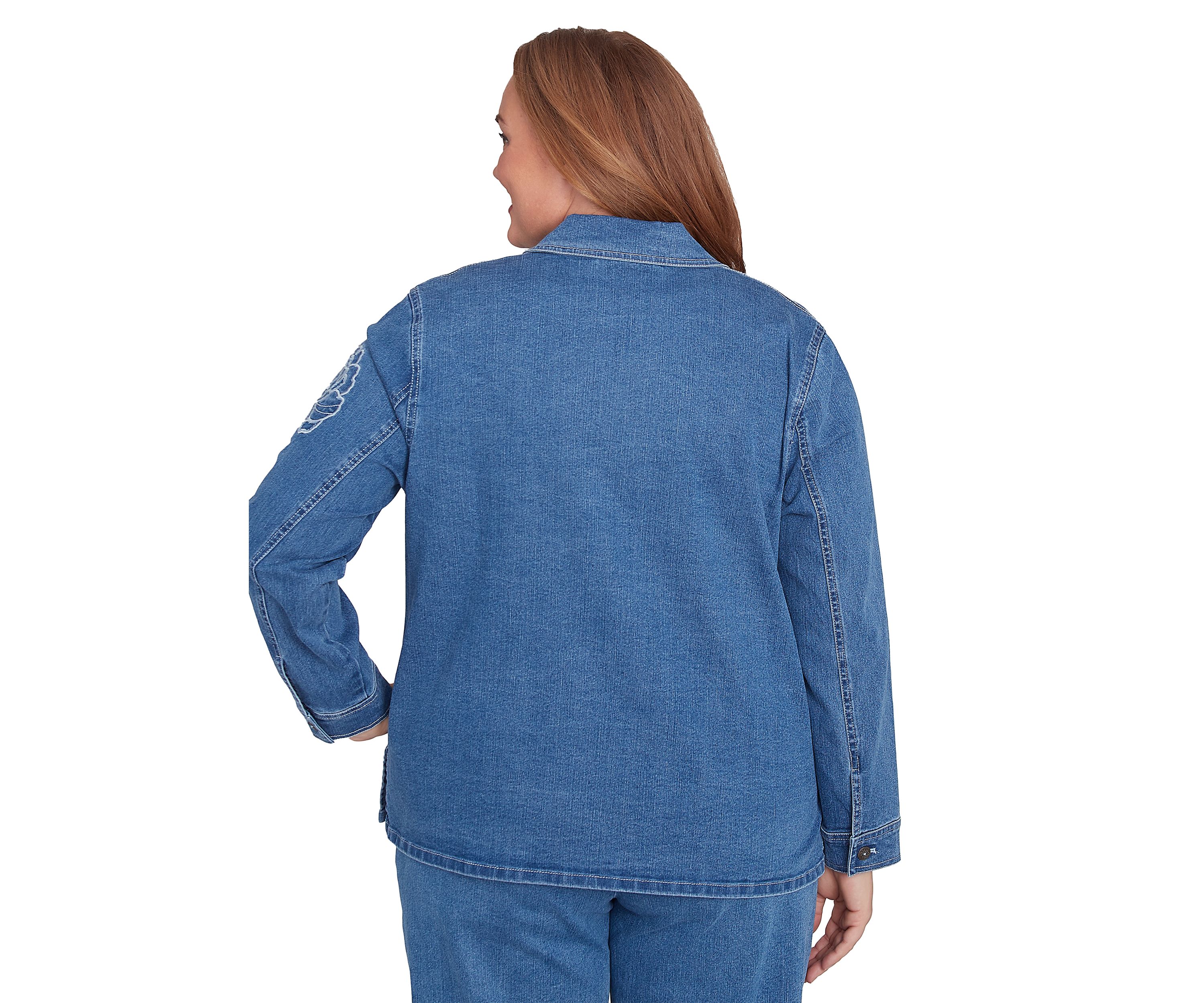 Plus Size Free Spirit Floral Appliqué Jacket