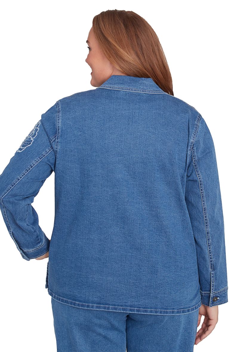 Plus Size Free Spirit Floral Appliqué Jacket