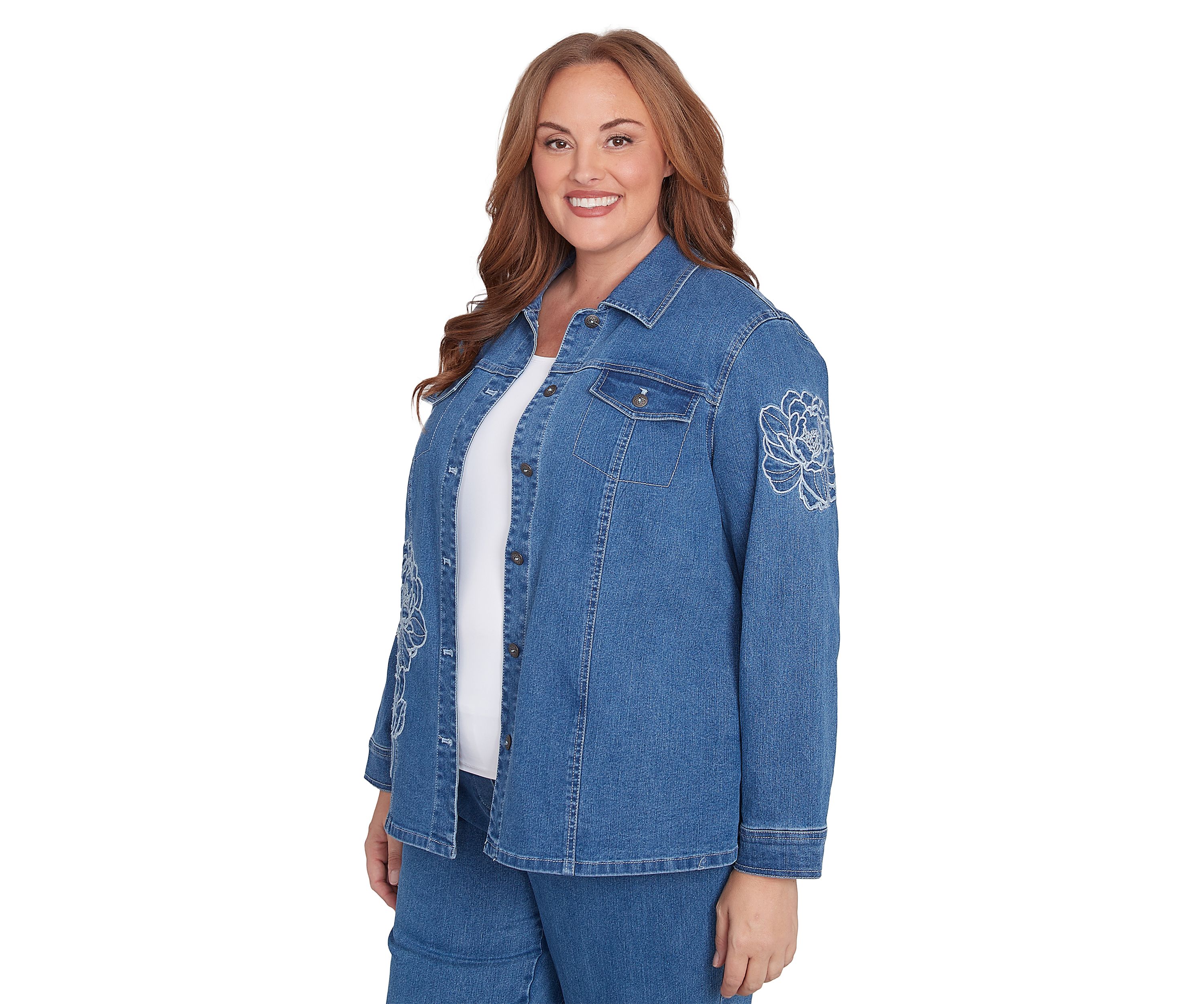Plus Size Free Spirit Floral Appliqué Jacket