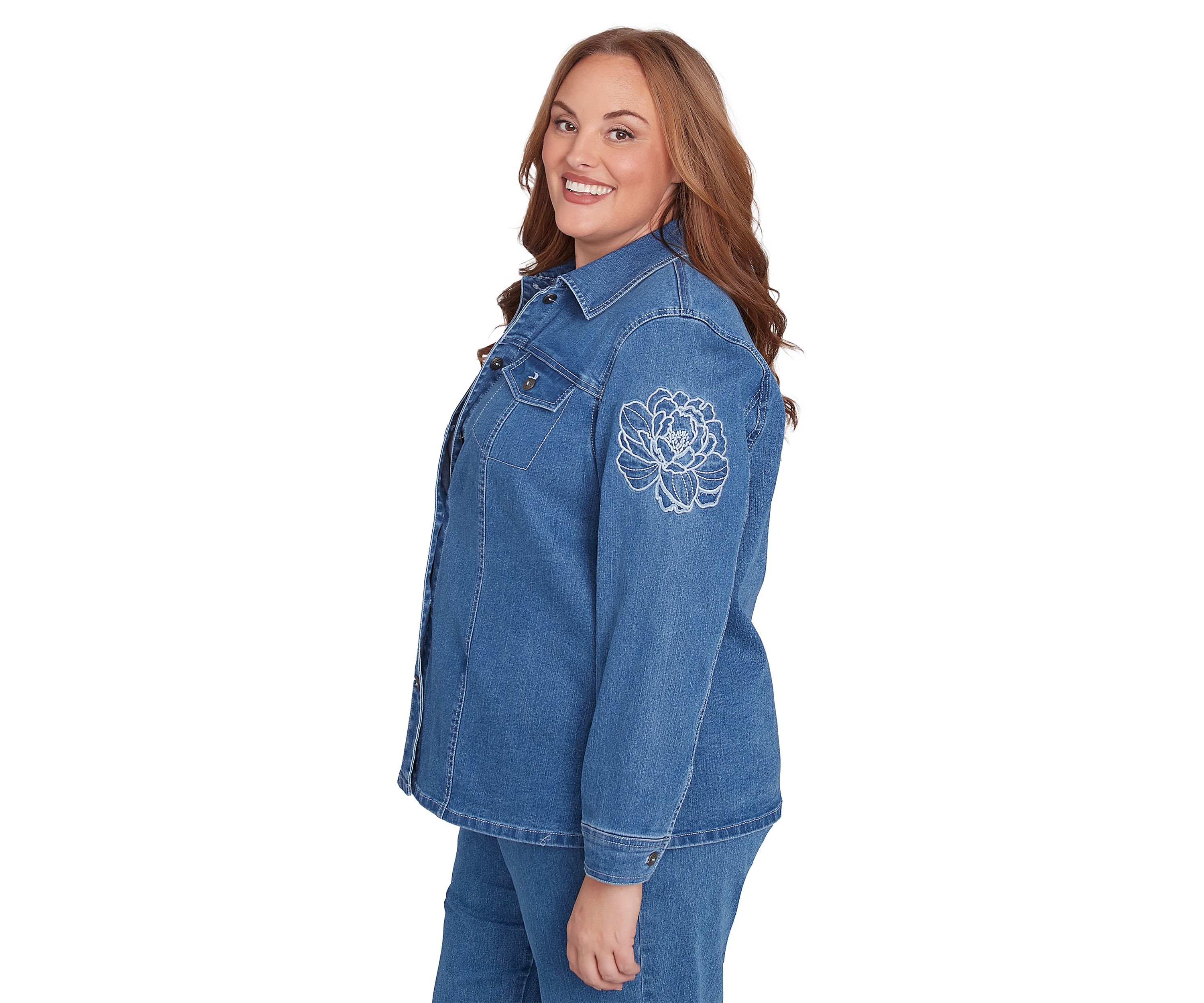 Plus Size Free Spirit Floral Appliqué Jacket