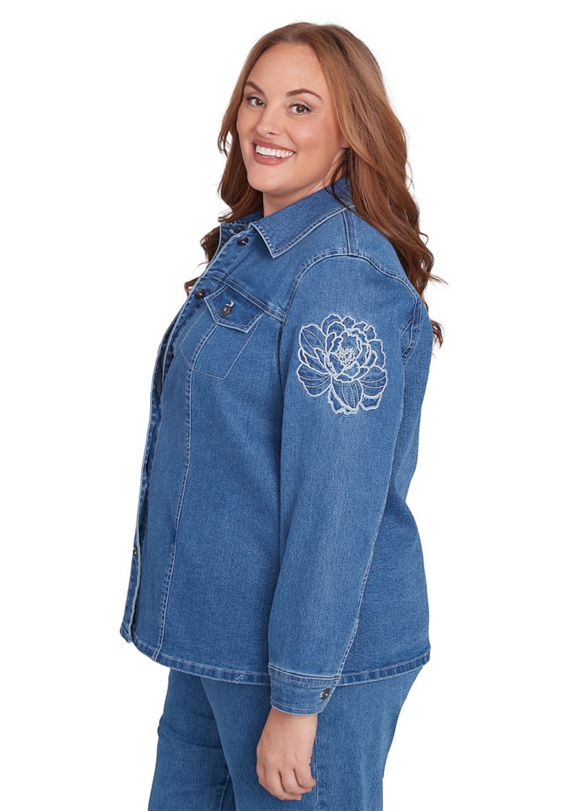 Plus Size Free Spirit Floral Appliqué Jacket