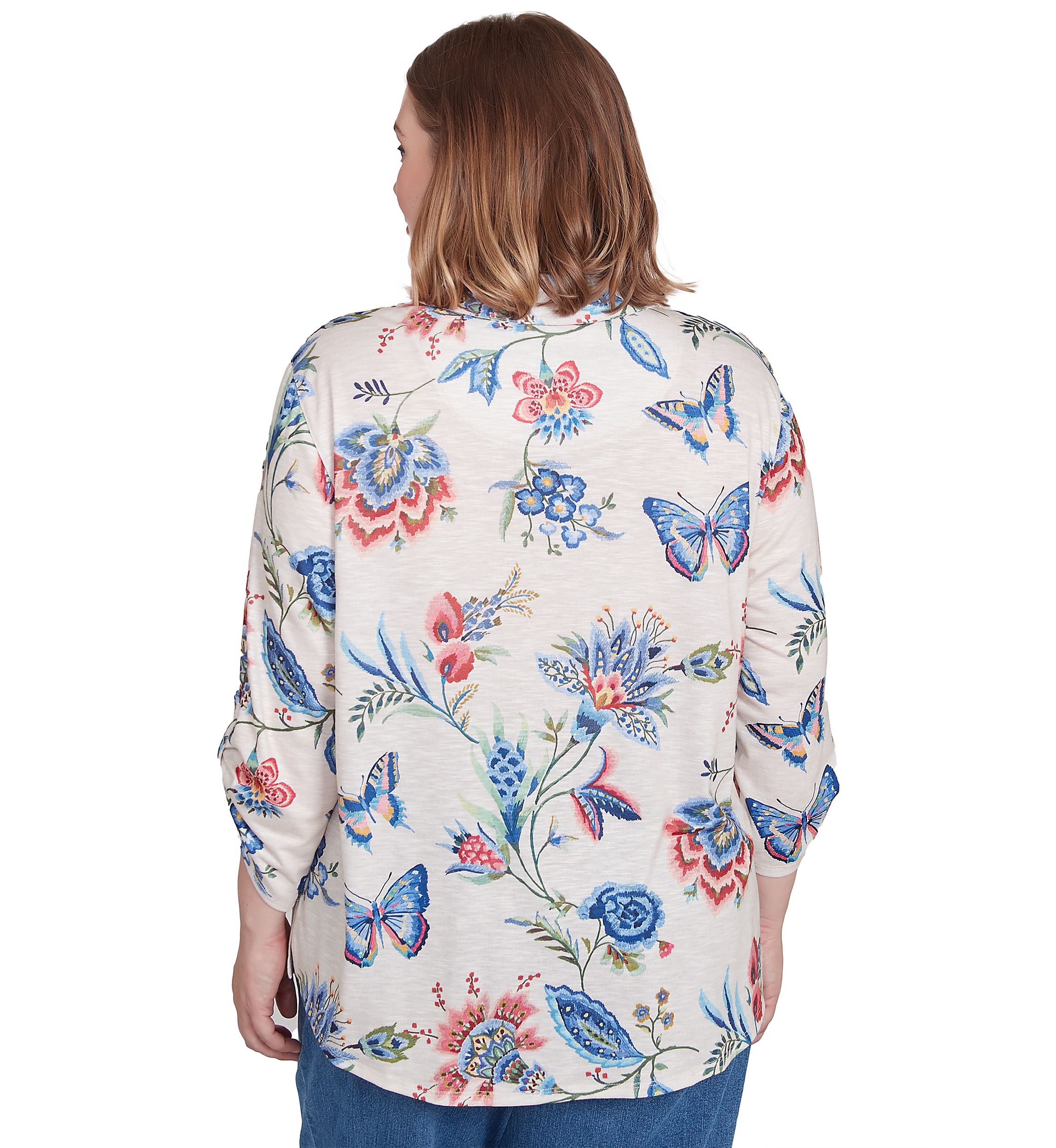 Plus Size Free Spirit Butterflies Printed Top