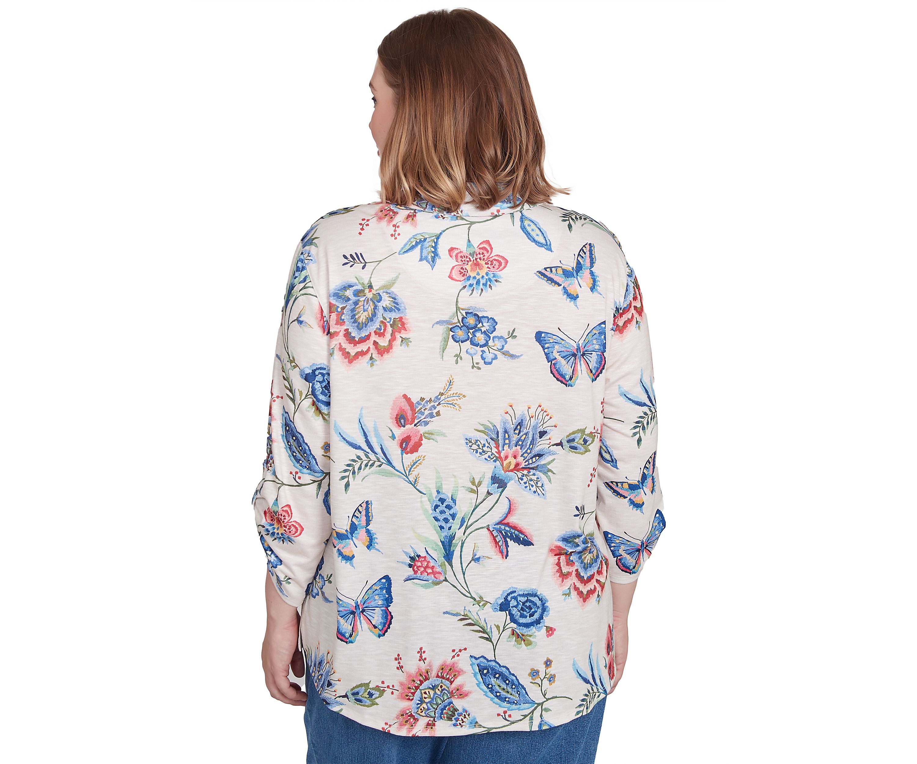 Plus Size Free Spirit Butterflies Printed Top