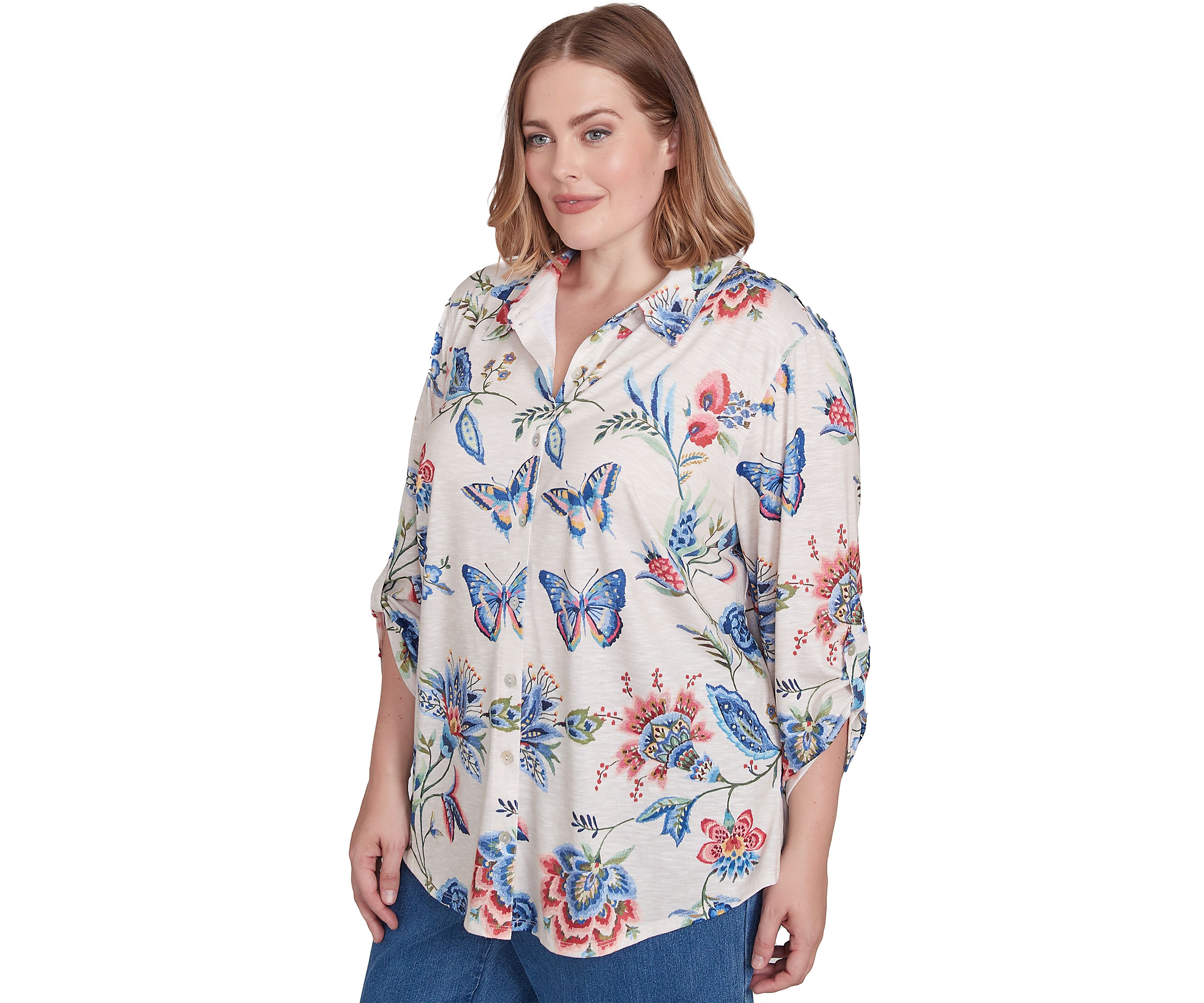 Plus Size Free Spirit Butterflies Printed Top
