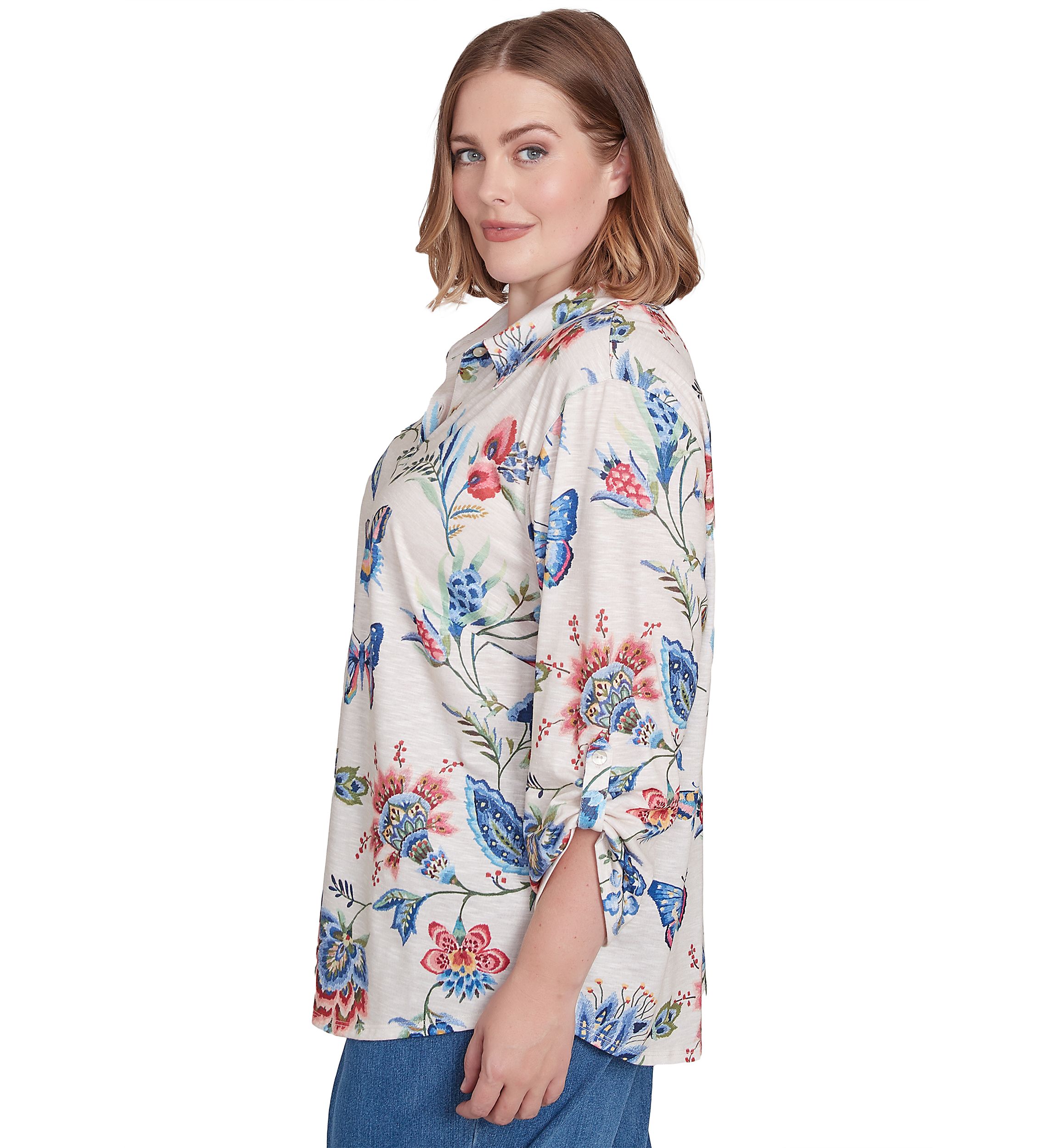 Plus Size Free Spirit Butterflies Printed Top