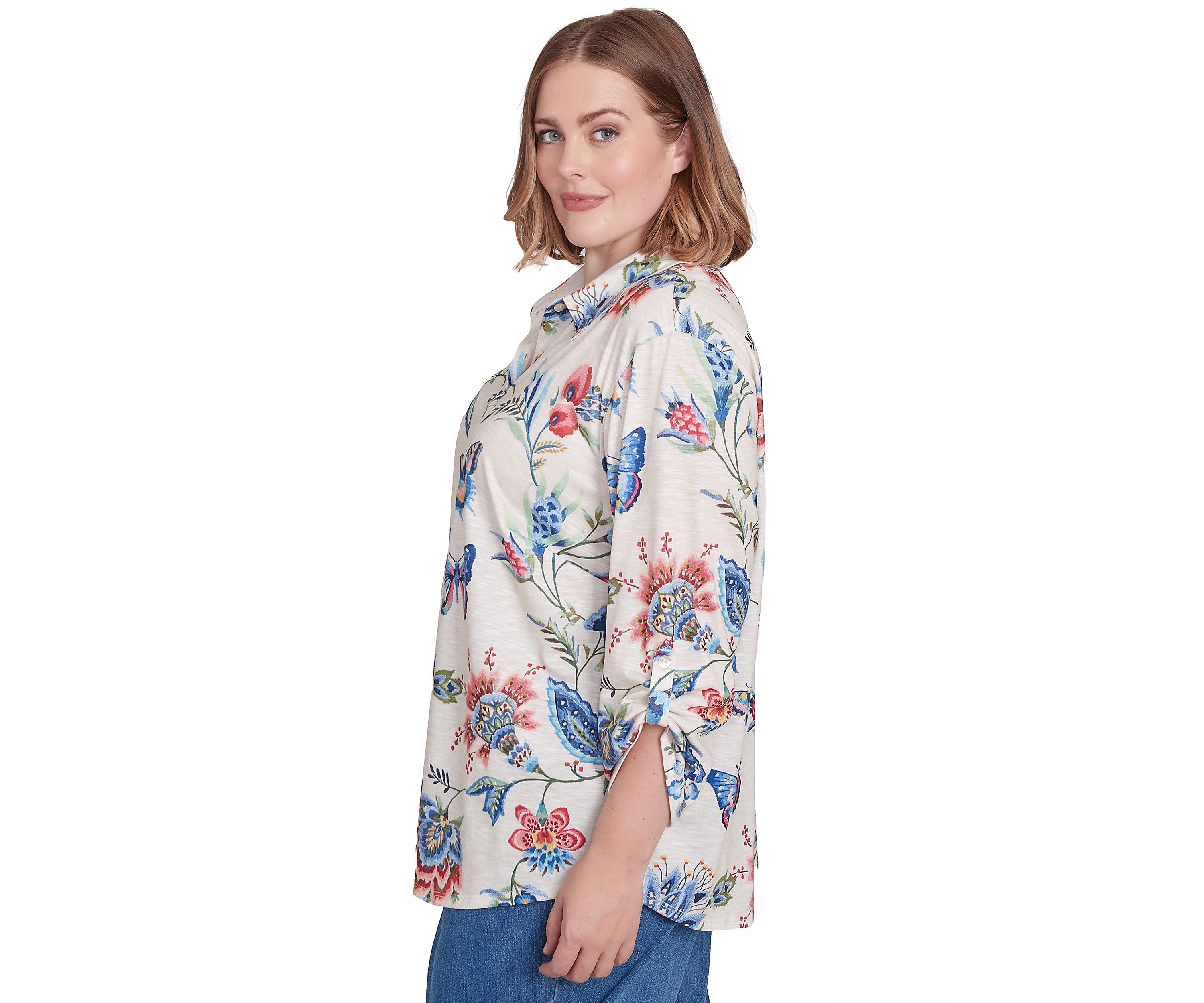 Plus Size Free Spirit Butterflies Printed Top