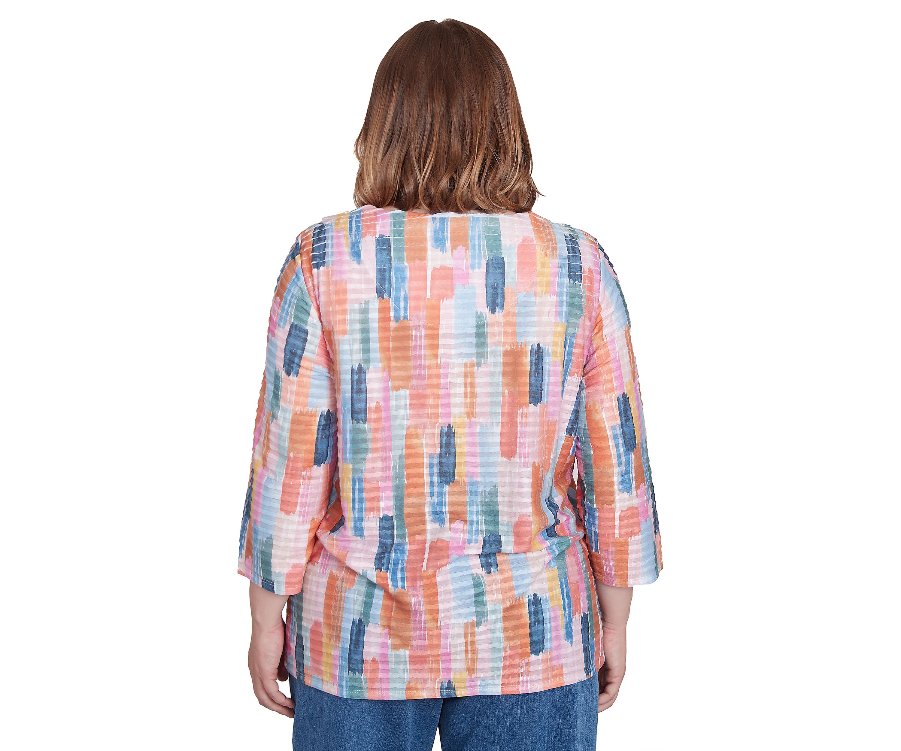 Plus Size Free Spirit Brushstrokes Mini Ruffle Top