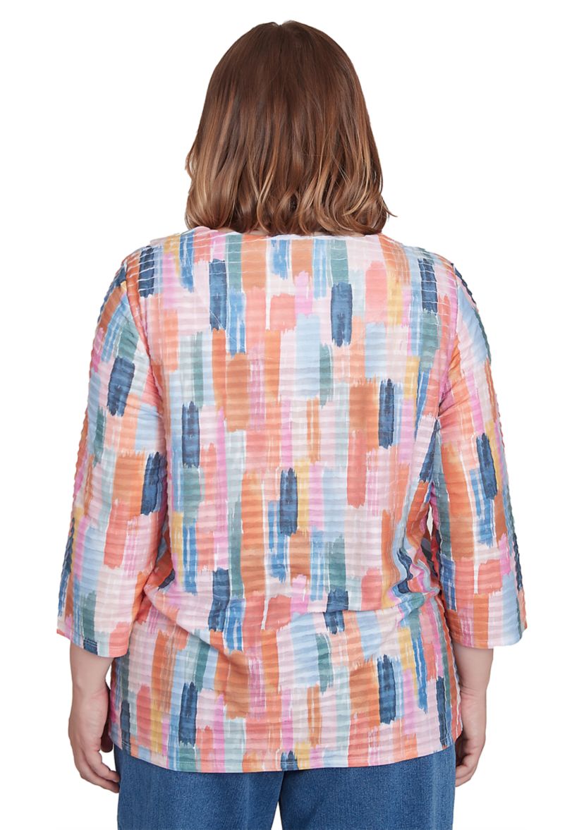 Plus Size Free Spirit Brushstrokes Mini Ruffle Top