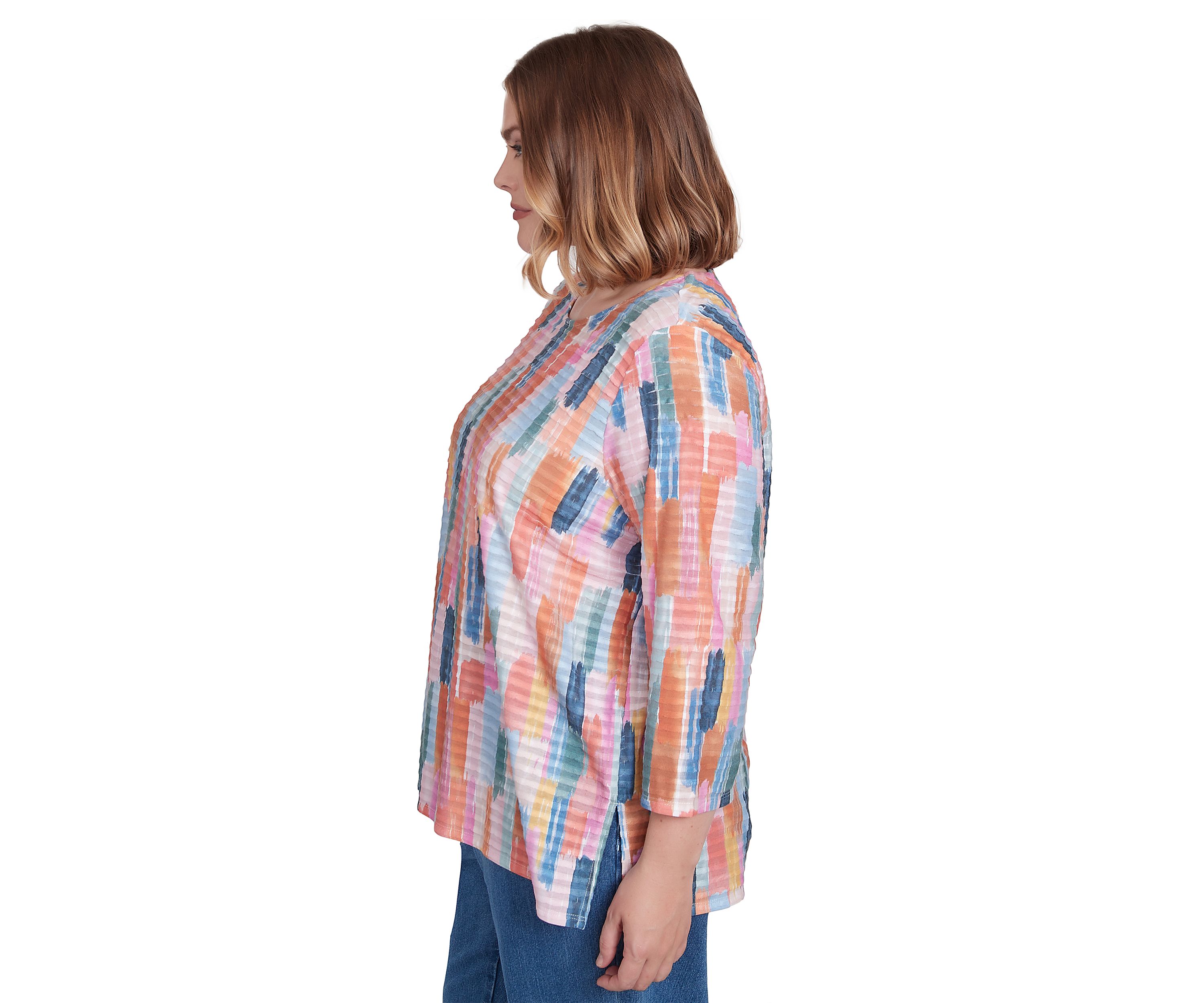 Plus Size Free Spirit Brushstrokes Mini Ruffle Top