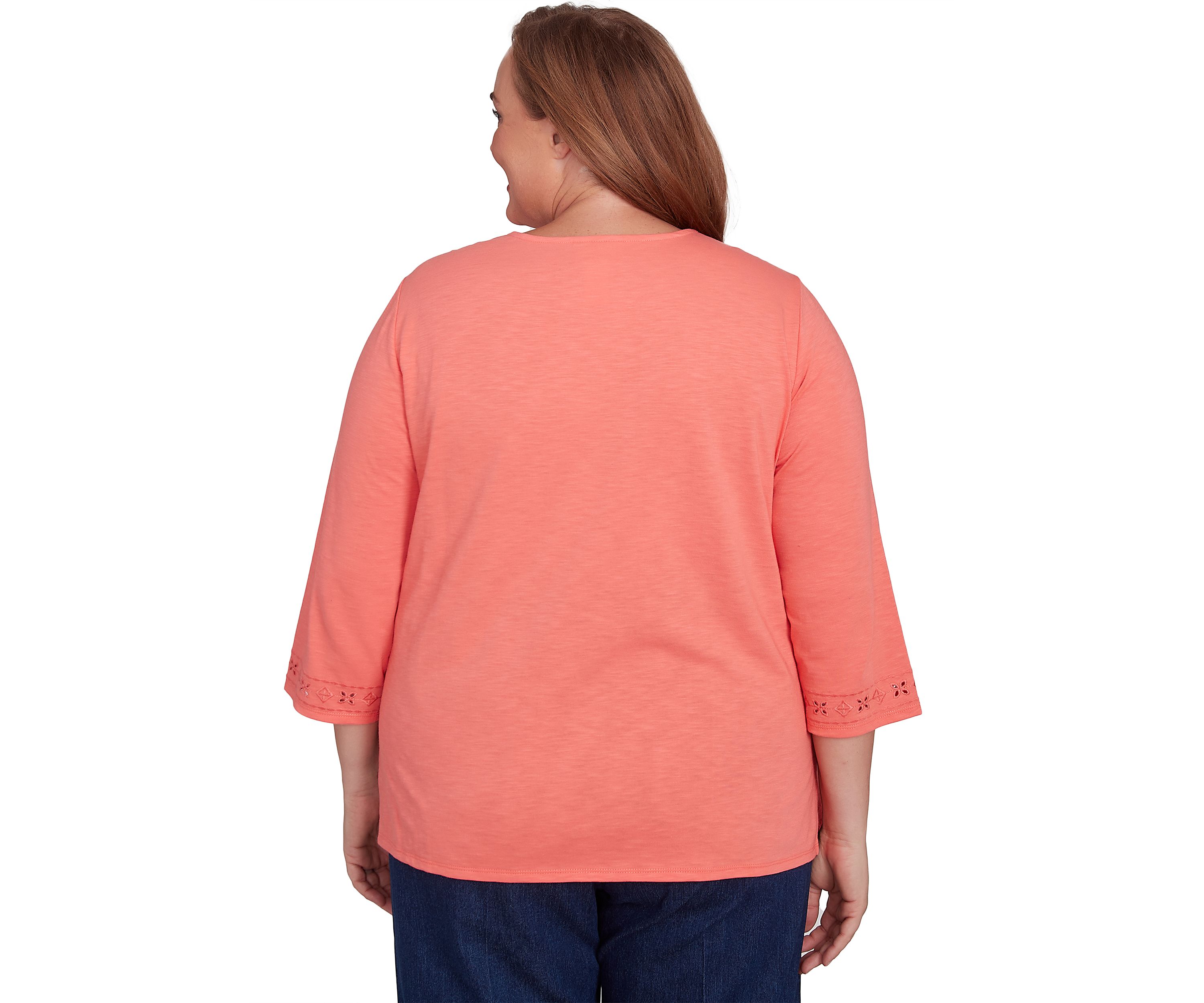 Plus Size Free Spirit Cut Out Yoke Solid Top