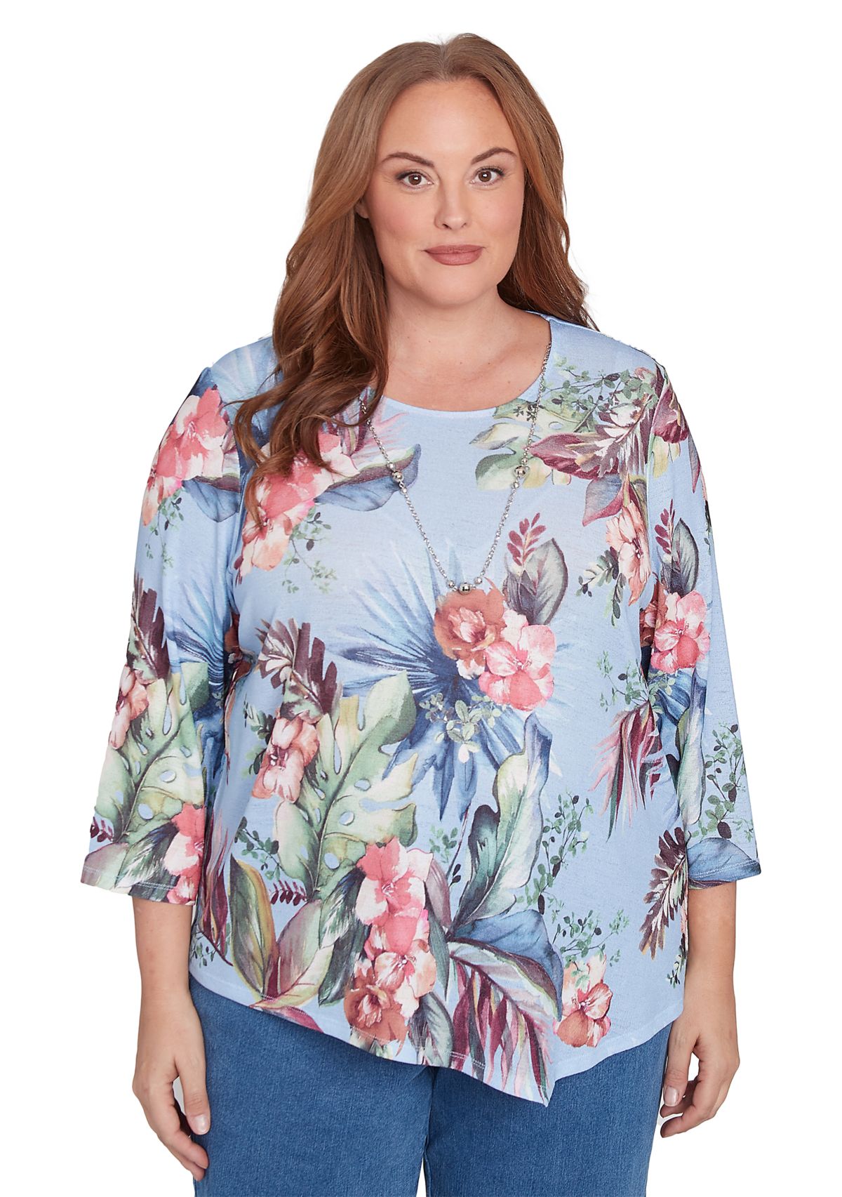 Plus Size Free Spirit Tropical Printed Top