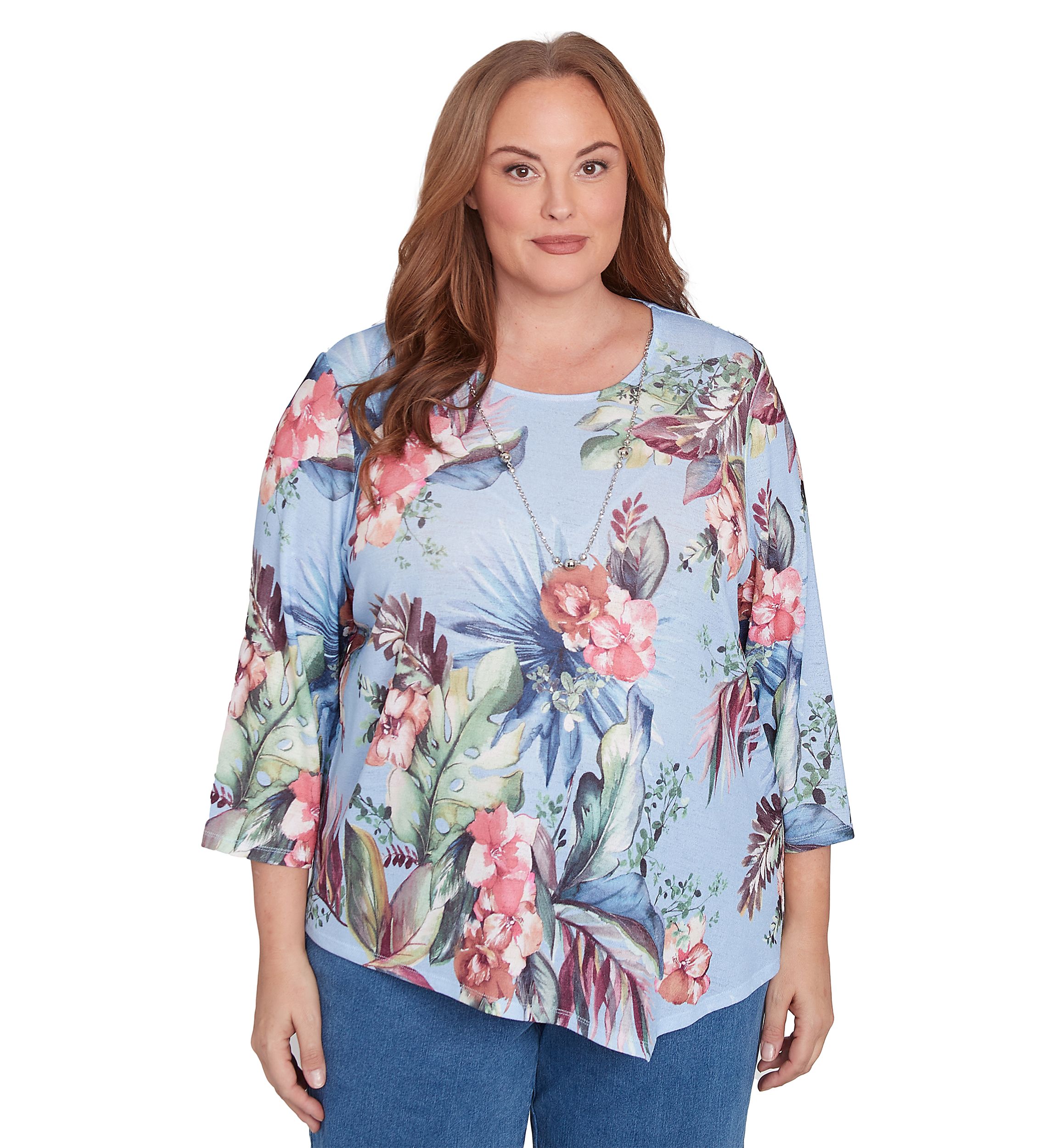 Plus Size Free Spirit Tropical Printed Top