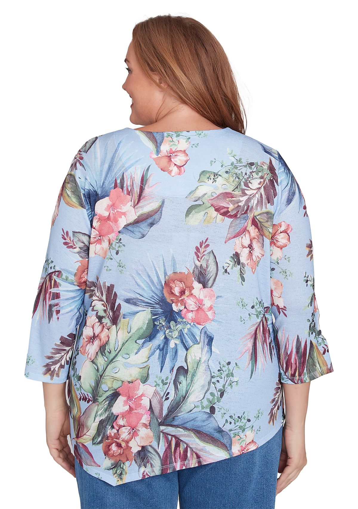 Plus Size Free Spirit Tropical Printed Top