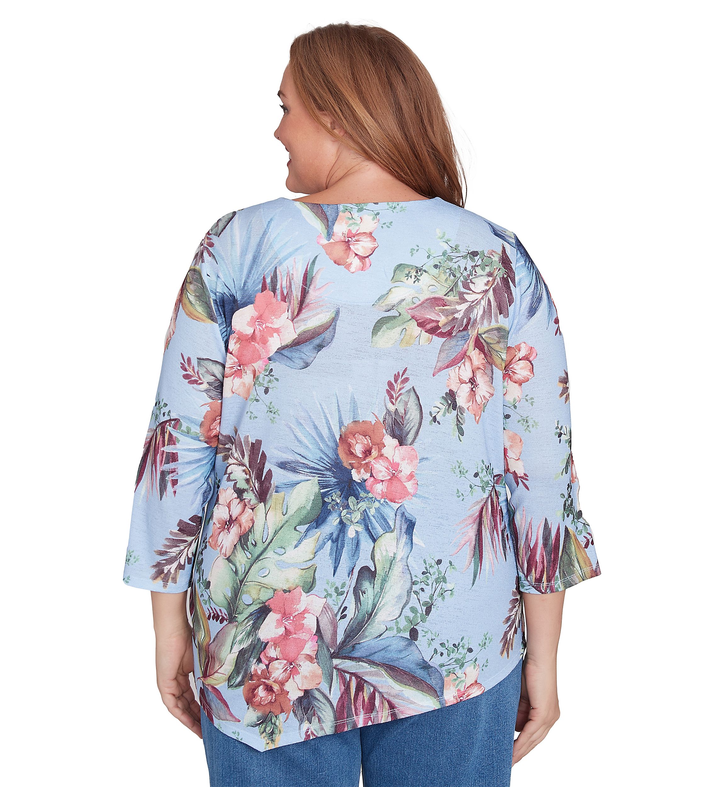 Plus Size Free Spirit Tropical Printed Top