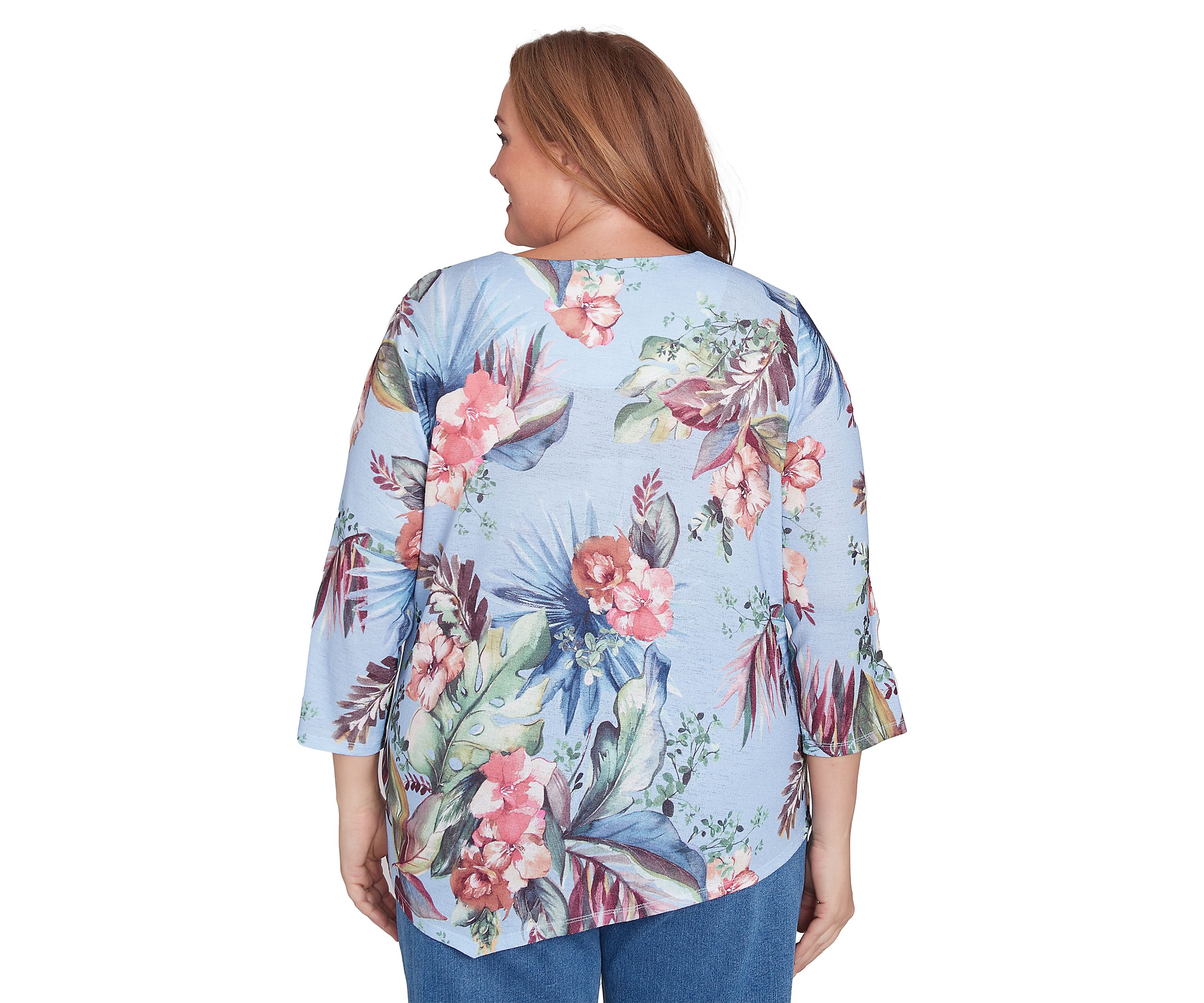 Plus Size Free Spirit Tropical Printed Top