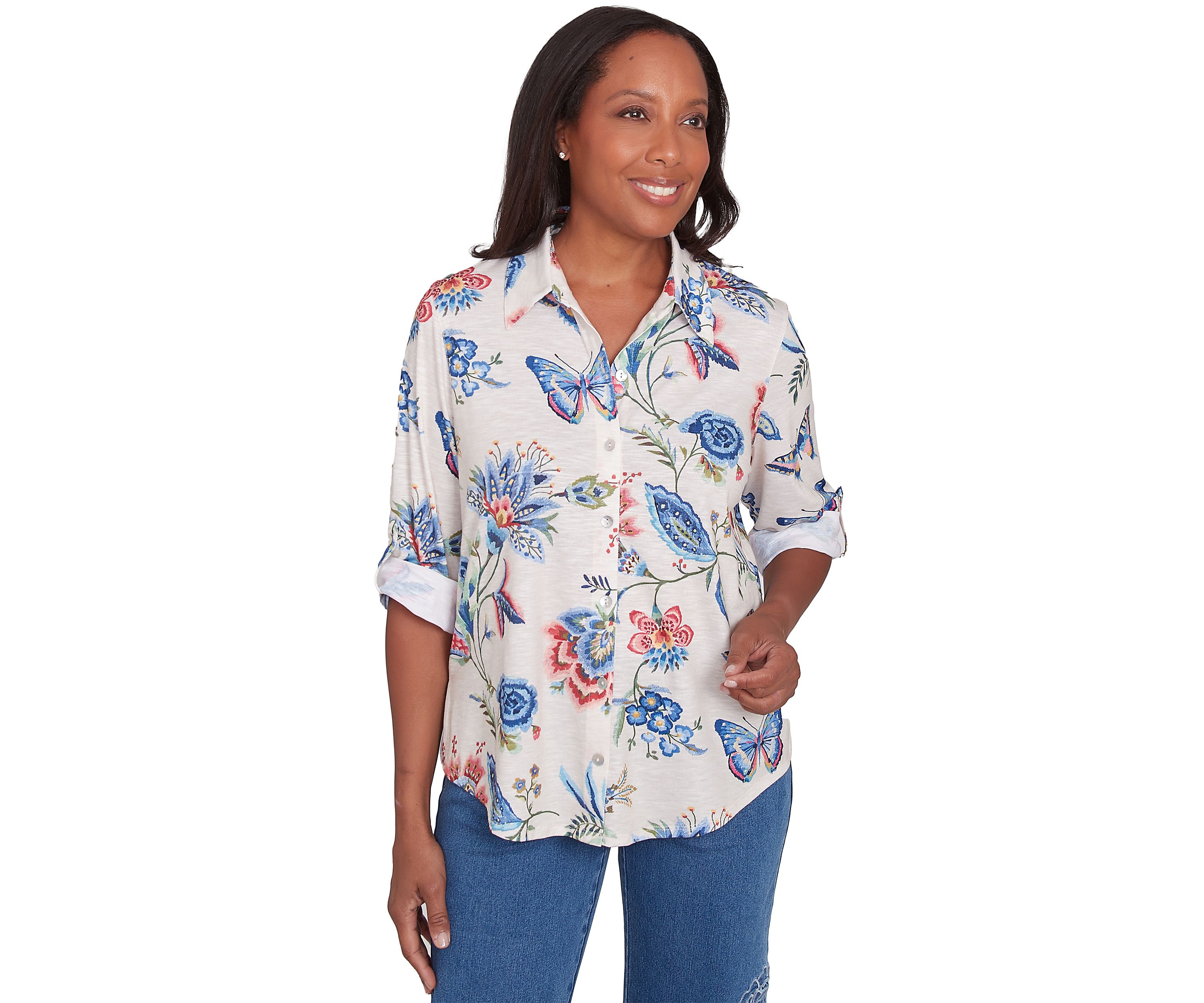 Petite Free Spirit Butterflies Printed Top