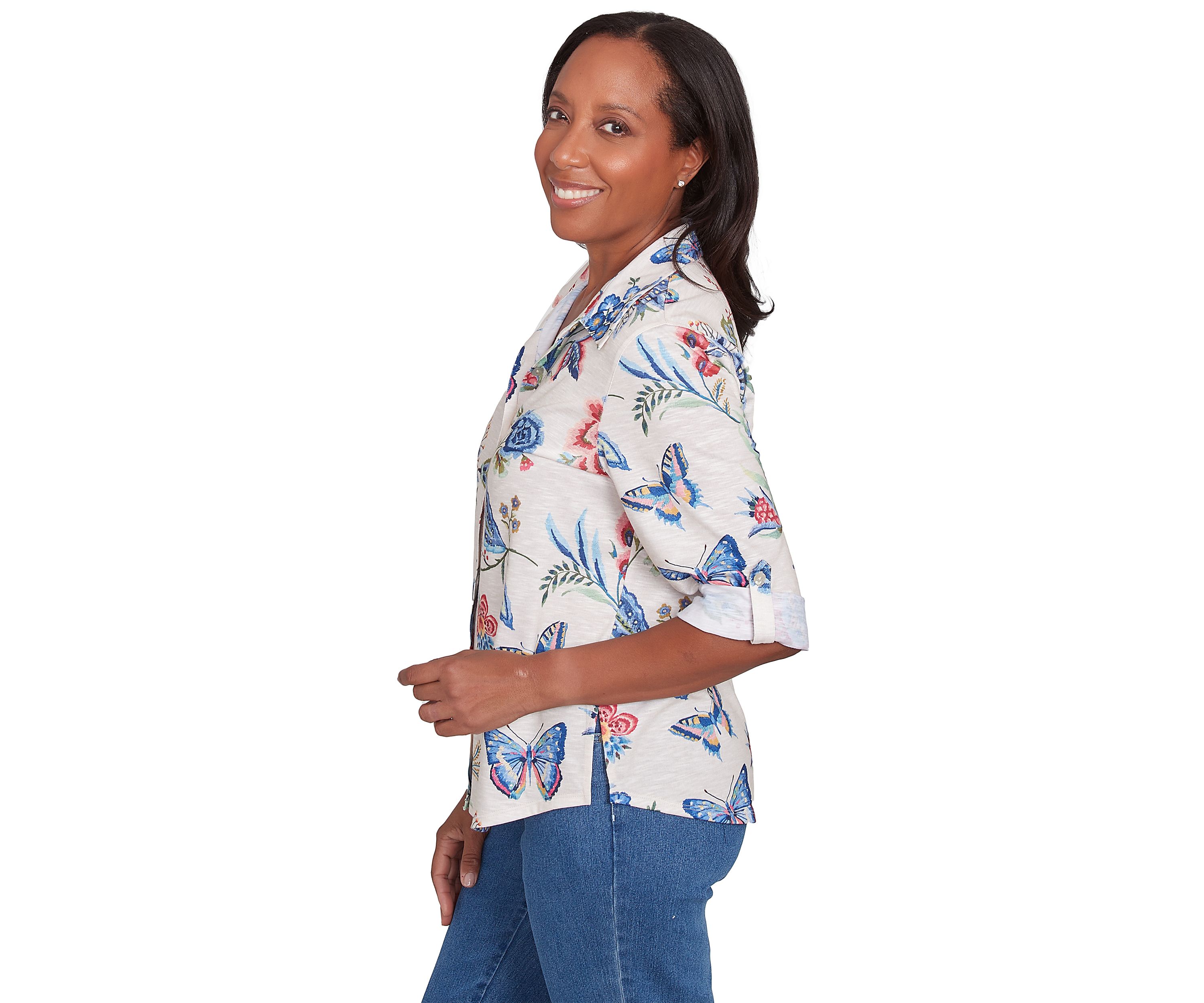 Petite Free Spirit Butterflies Printed Top