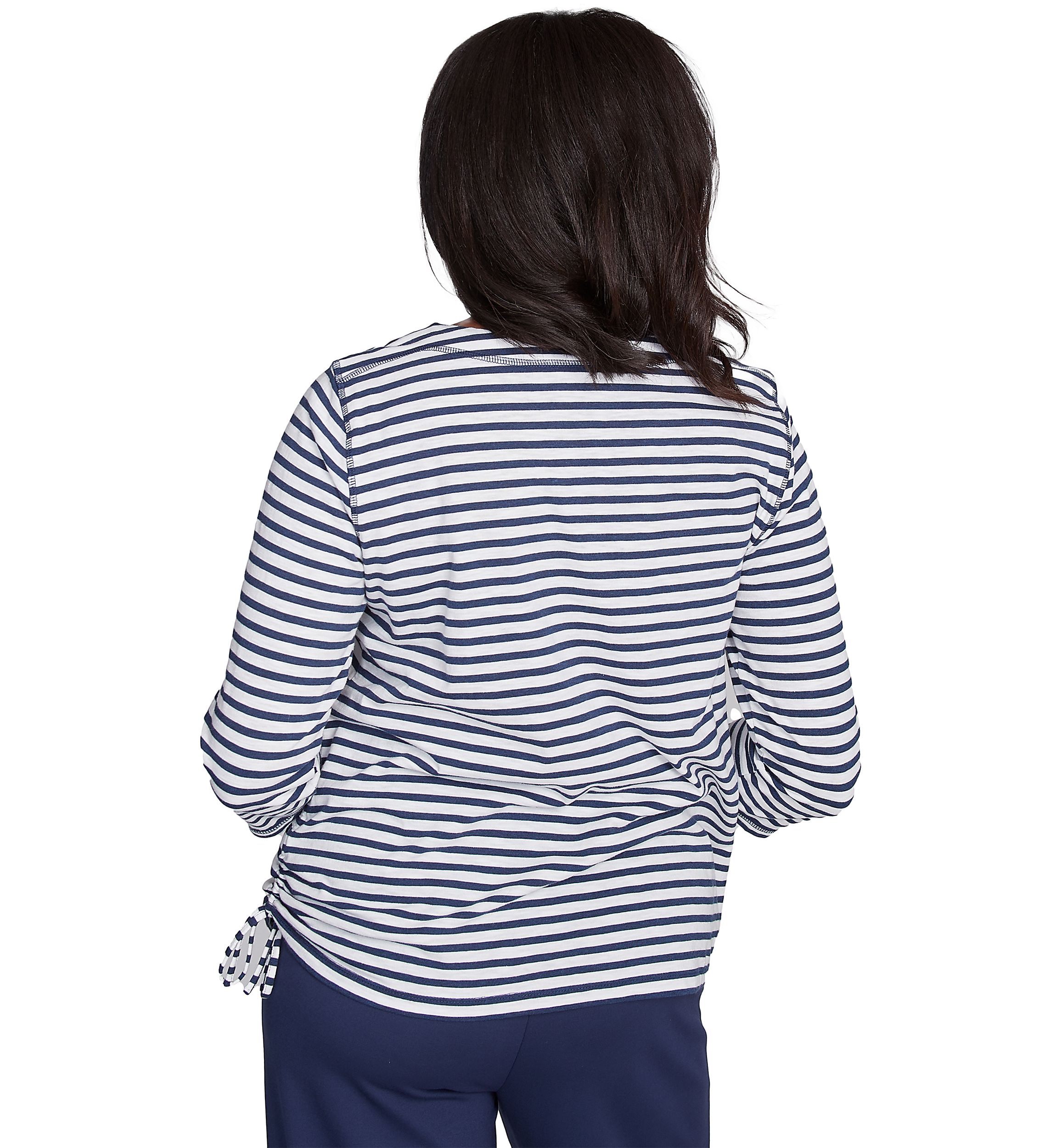 Petite Free Spirit Stripe Embroidered Butterflies Top
