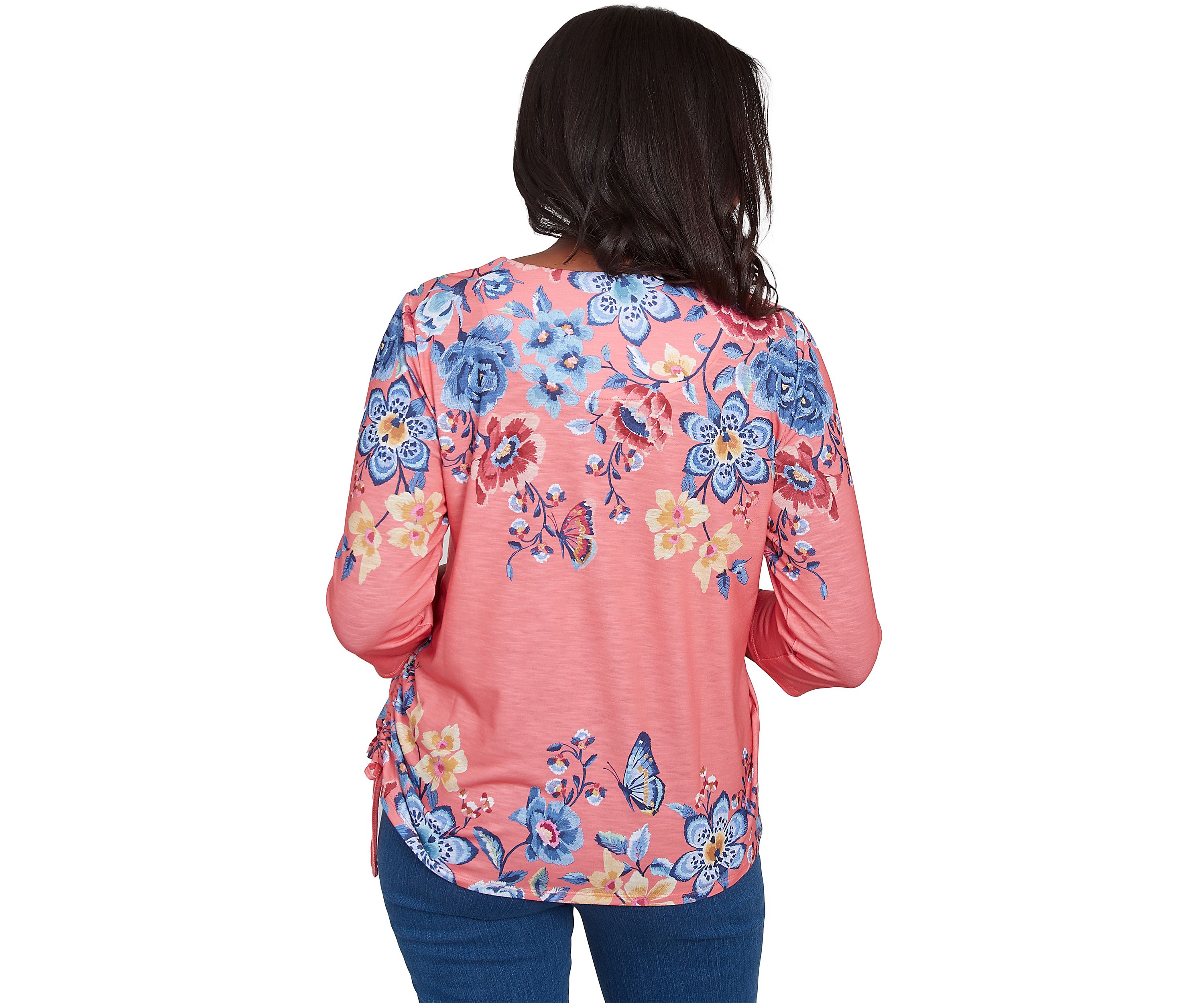 Petite Free Spirit Drama Placed Floral Printed Top