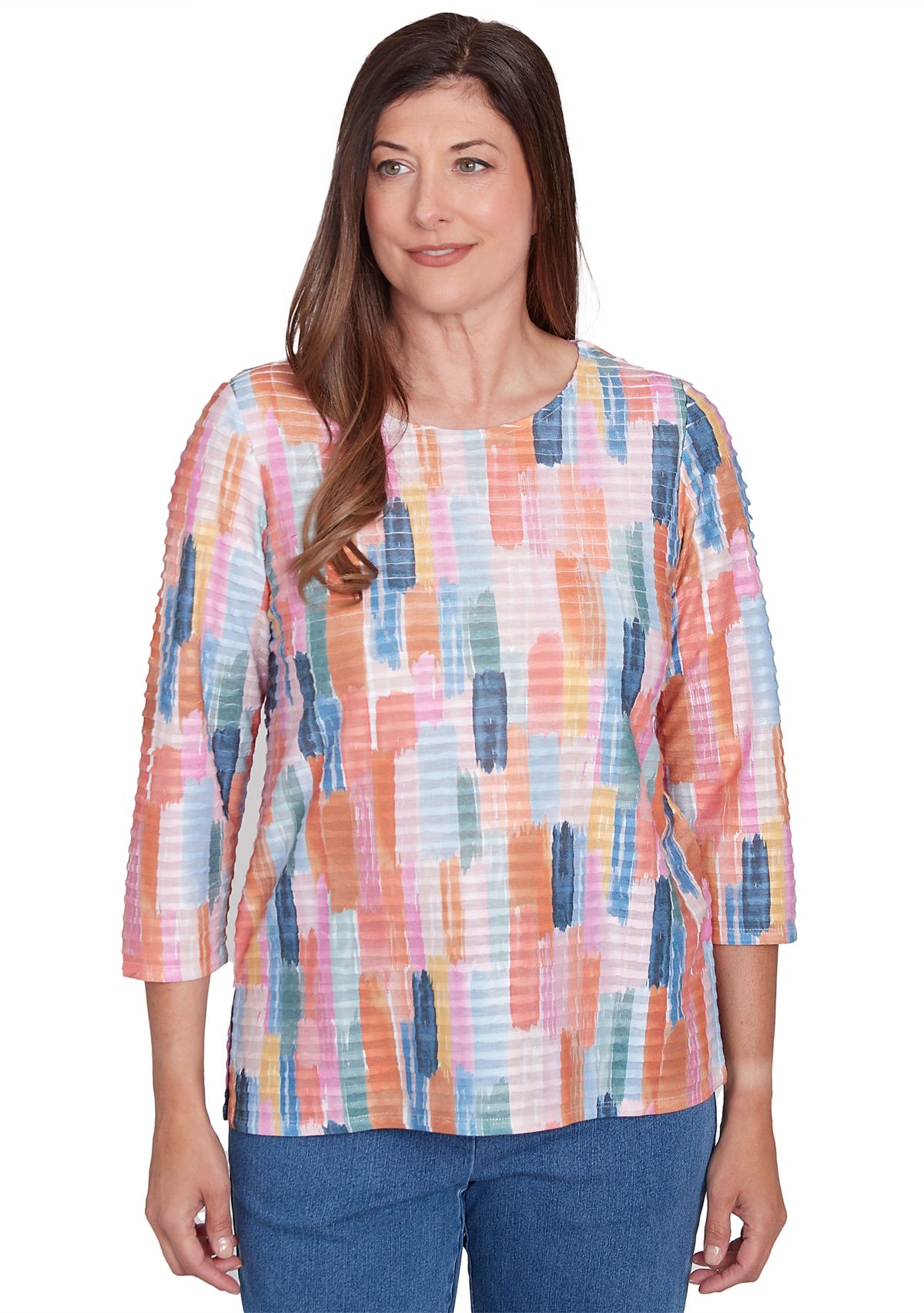 Petite Free Spirit Brushstrokes Mini Ruffle Top