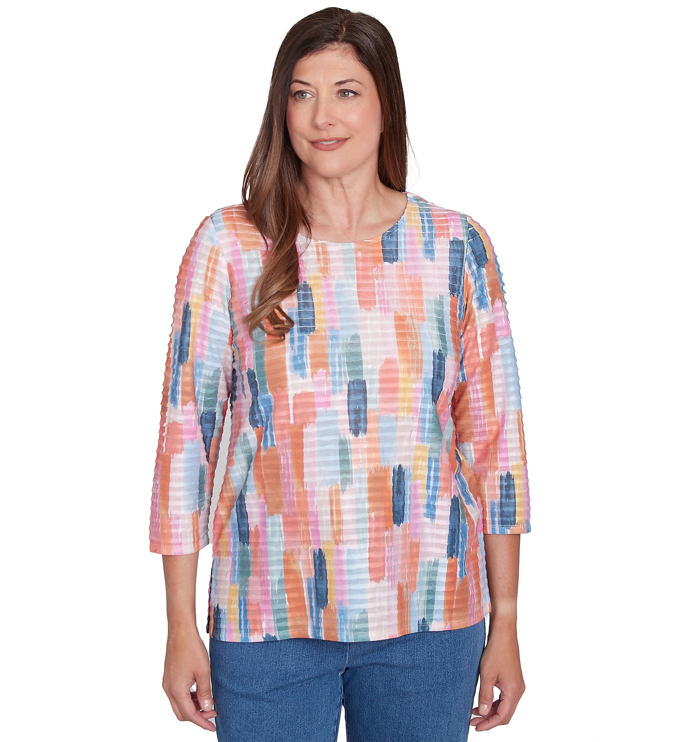 Petite Free Spirit Brushstrokes Mini Ruffle Top