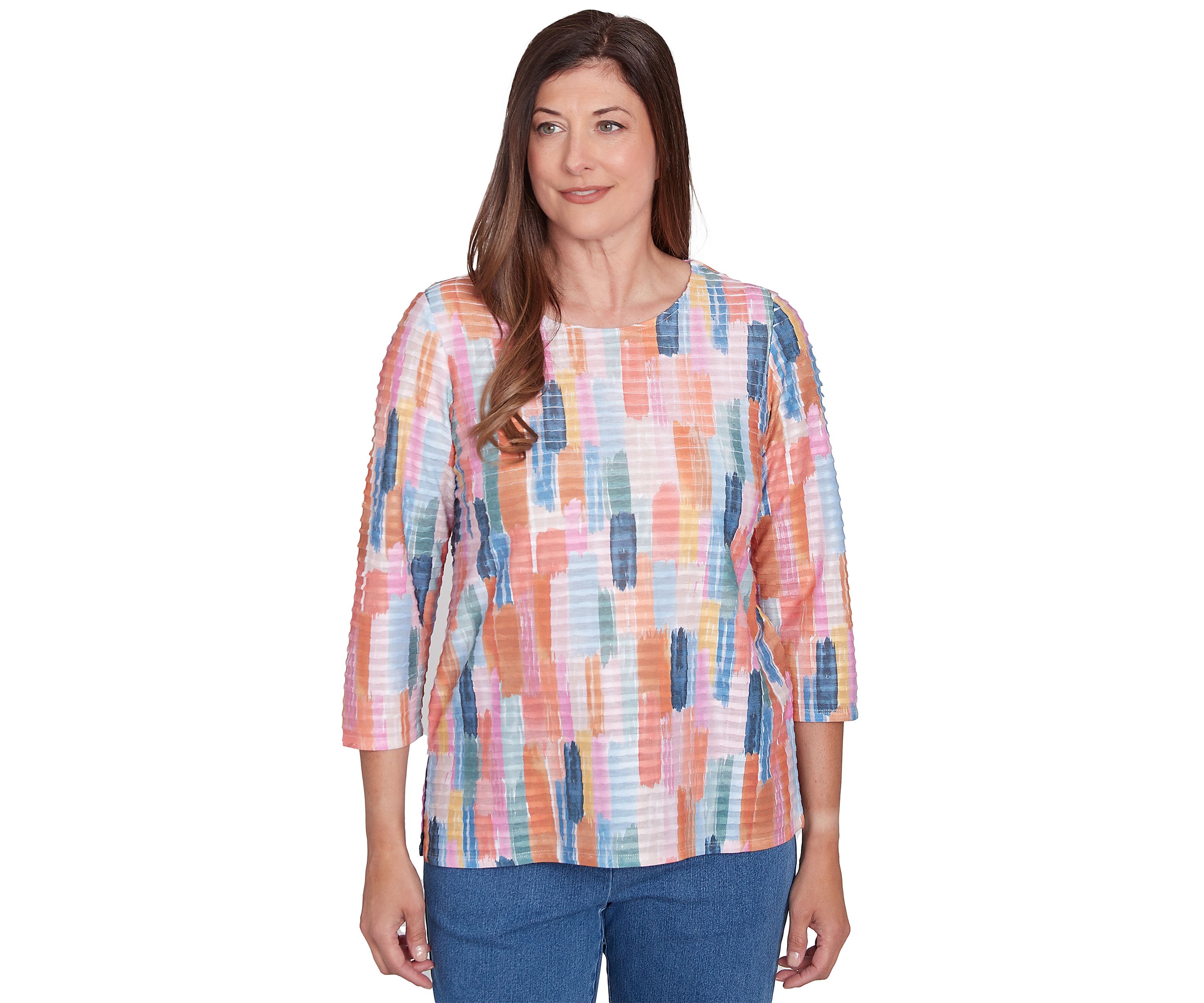 Petite Free Spirit Brushstrokes Mini Ruffle Top