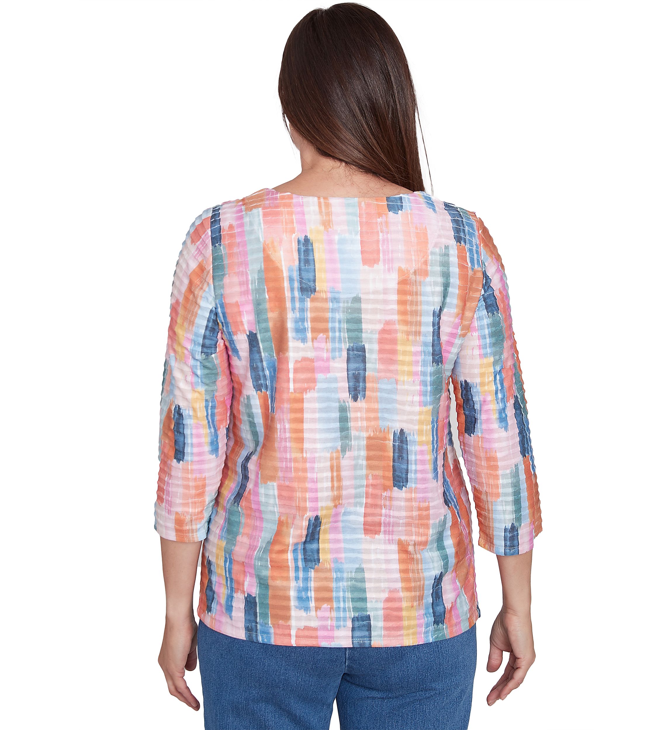 Petite Free Spirit Brushstrokes Mini Ruffle Top