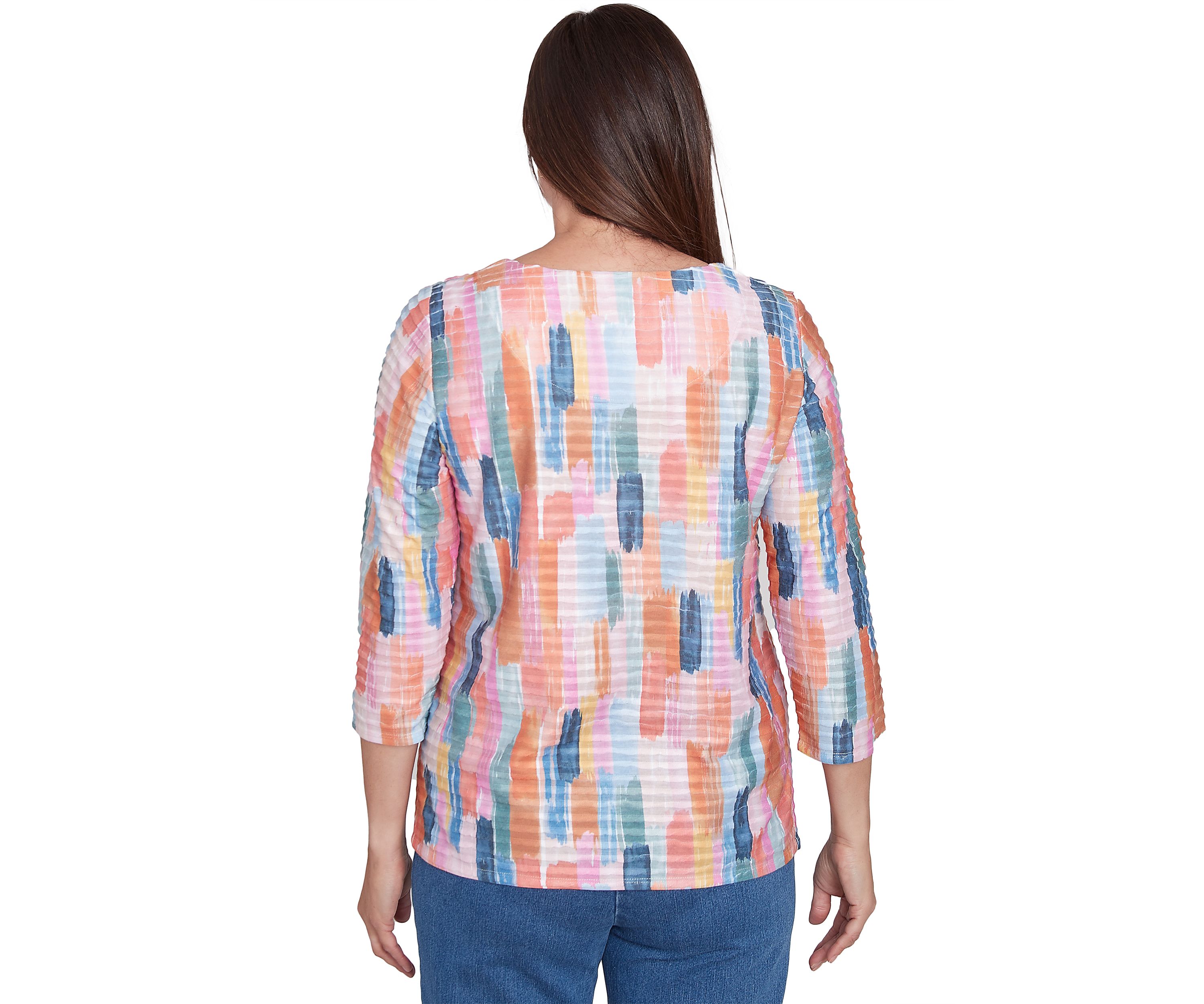 Petite Free Spirit Brushstrokes Mini Ruffle Top