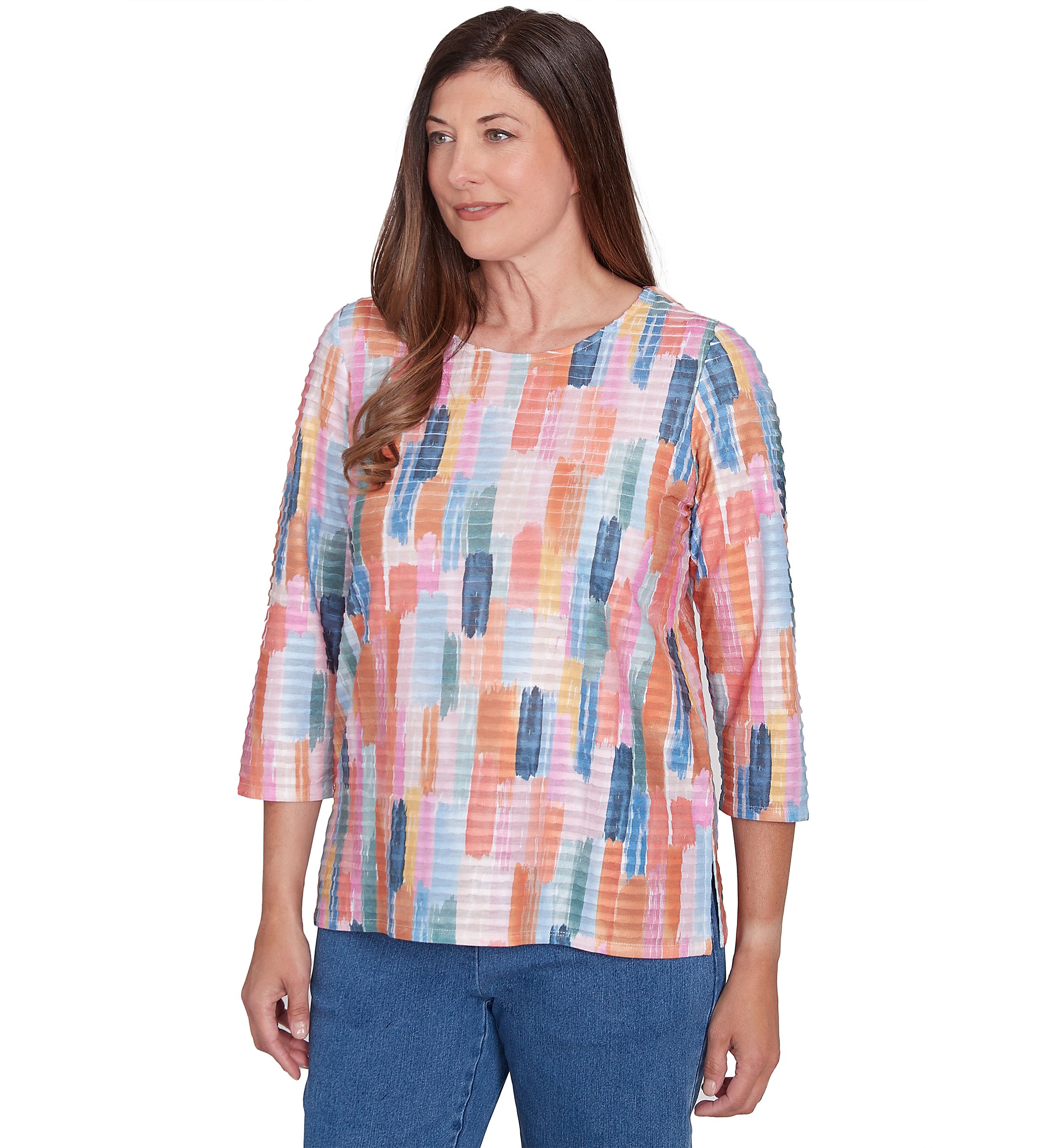Petite Free Spirit Brushstrokes Mini Ruffle Top
