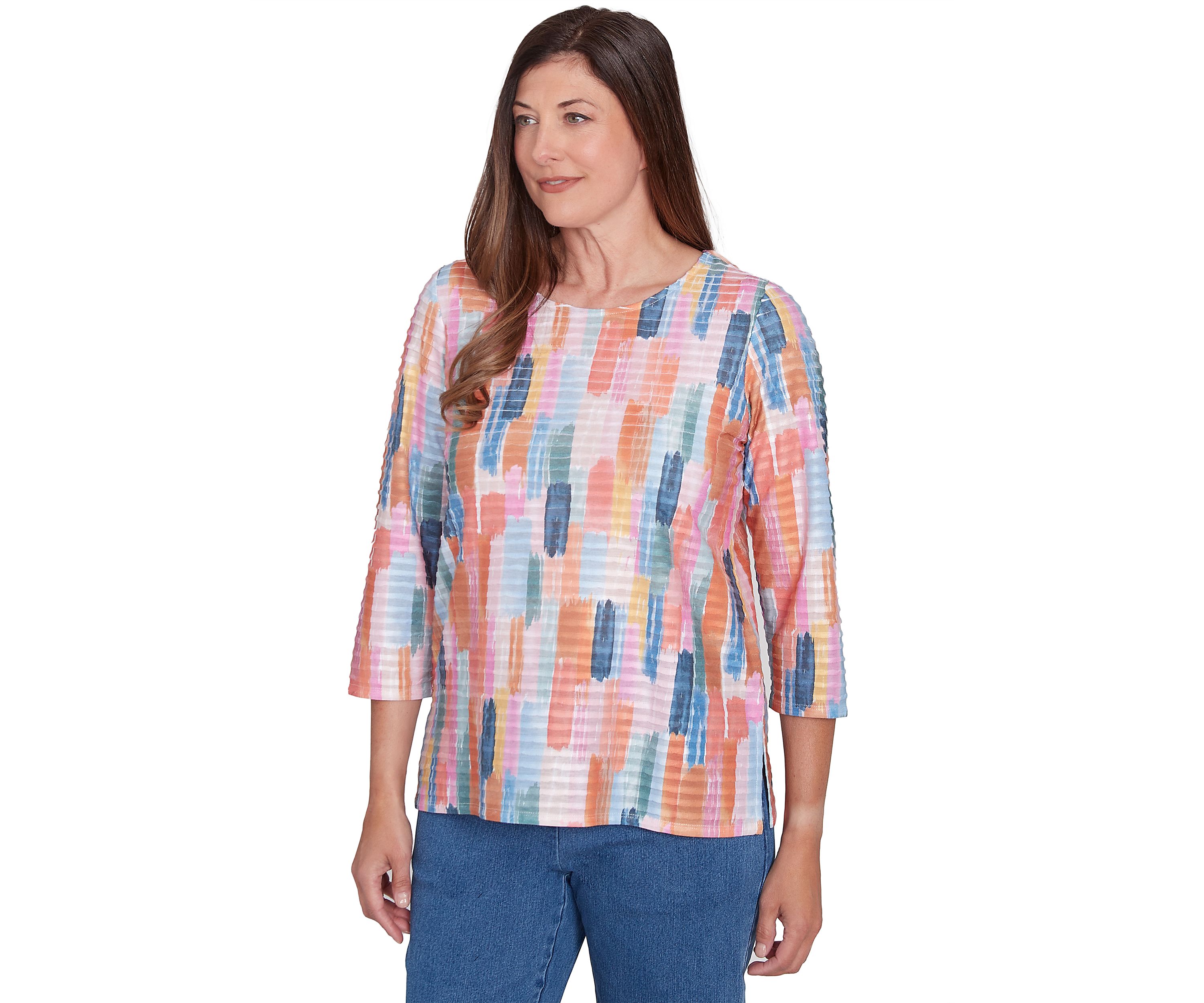 Petite Free Spirit Brushstrokes Mini Ruffle Top