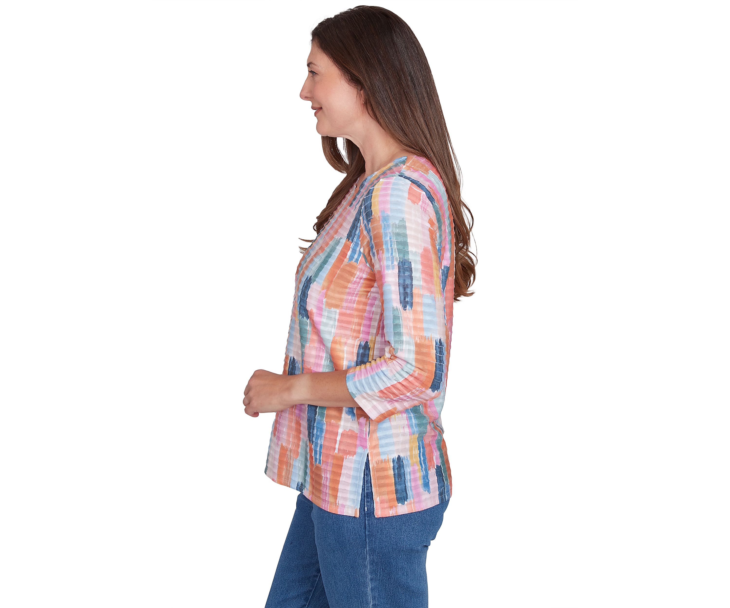 Petite Free Spirit Brushstrokes Mini Ruffle Top