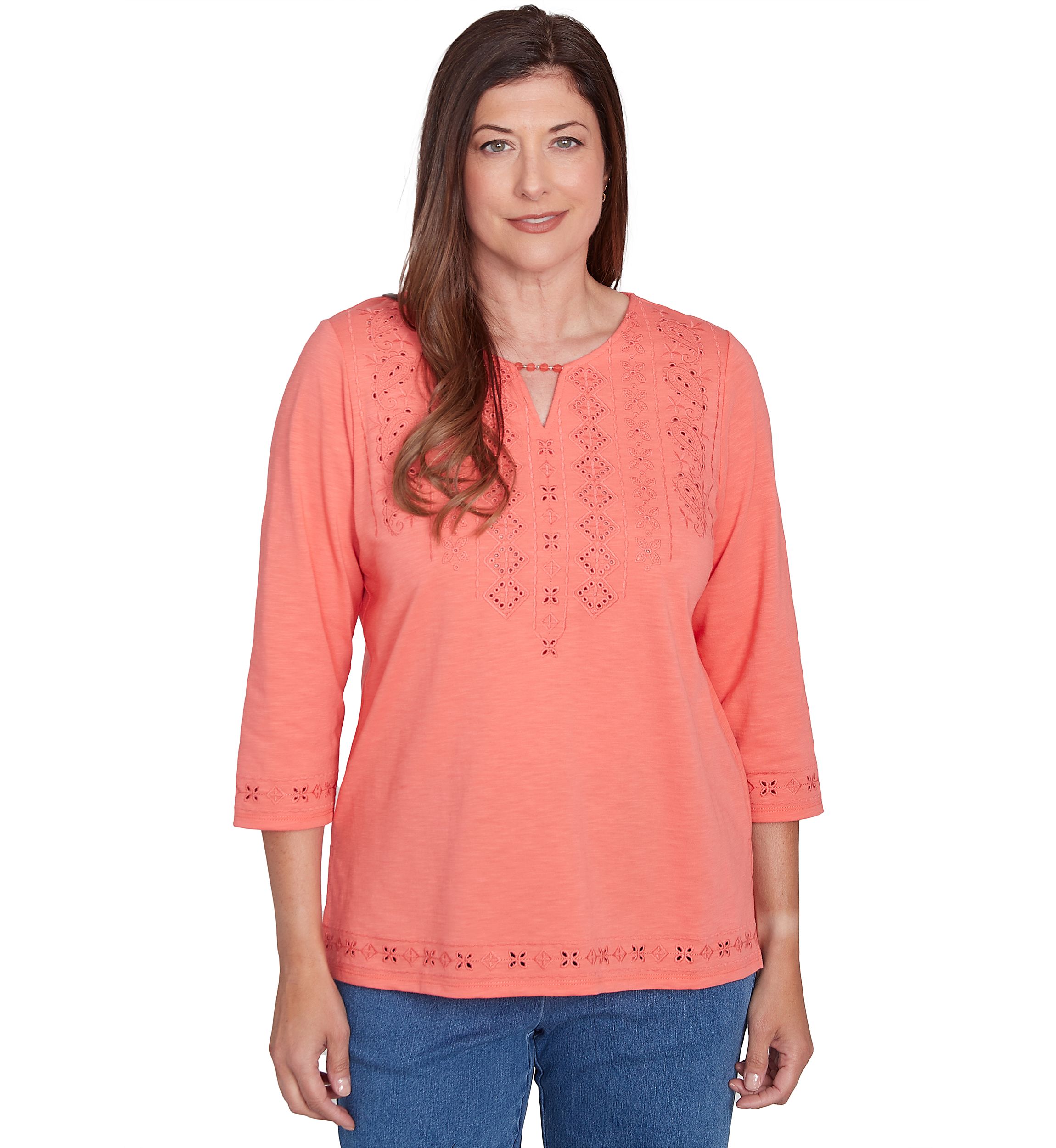 Petite Free Spirit Cut Out Yoke Solid Top