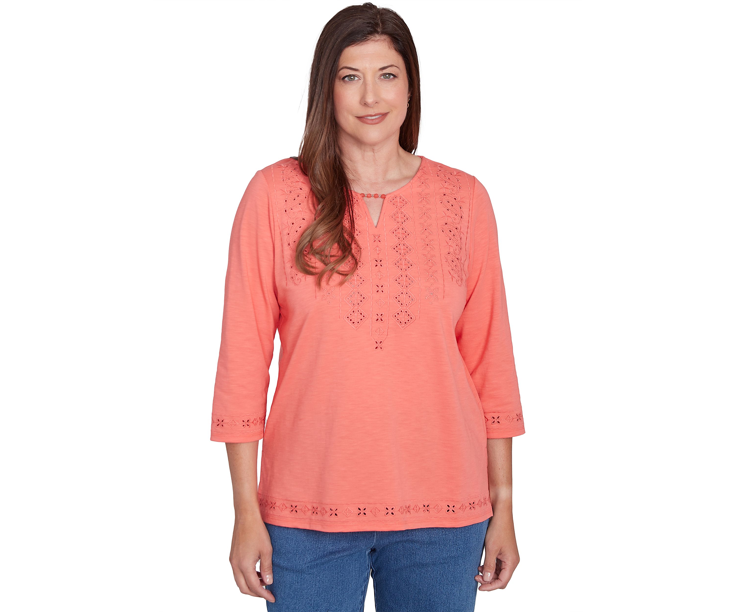 Petite Free Spirit Cut Out Yoke Solid Top