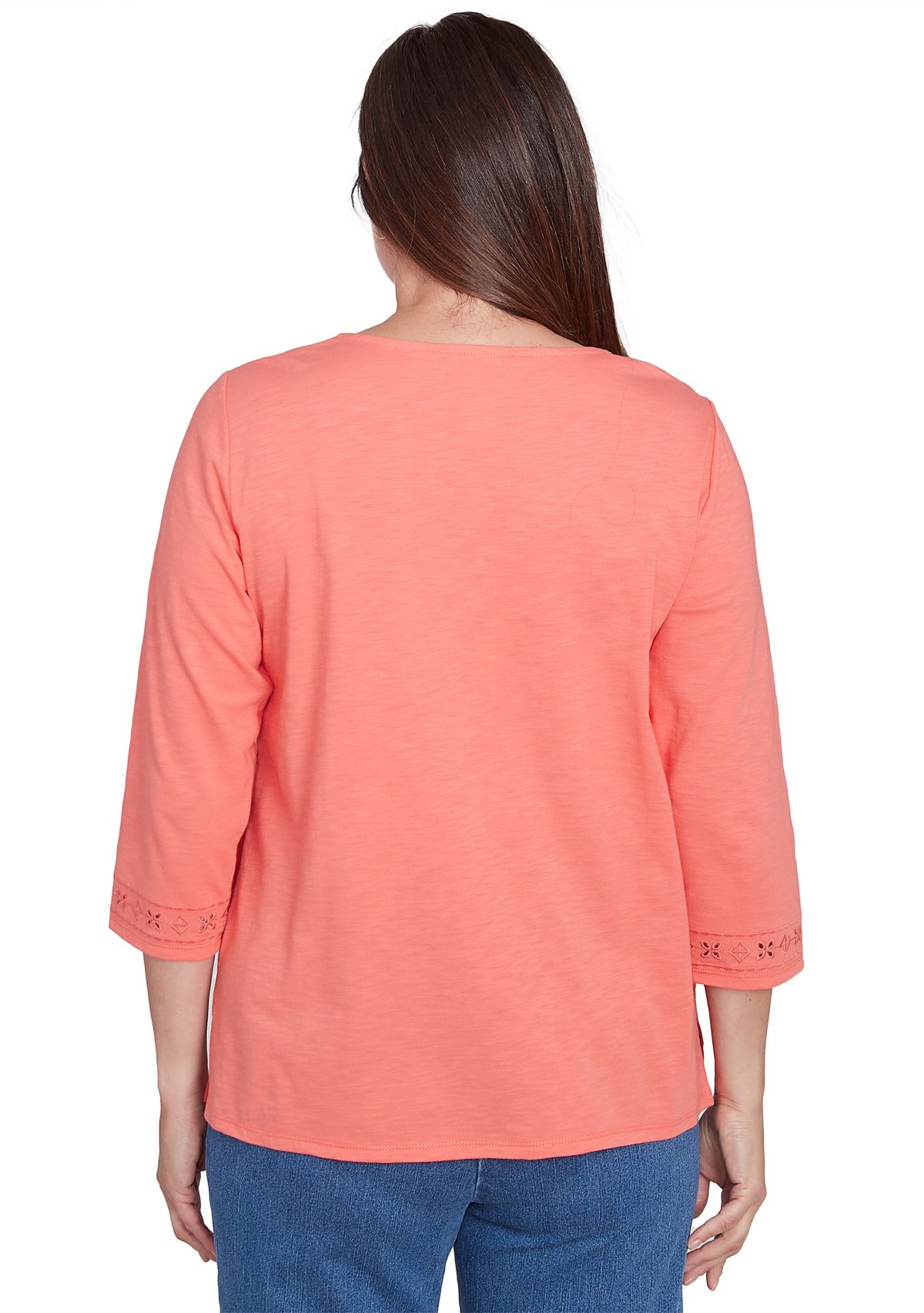 Petite Free Spirit Cut Out Yoke Solid Top