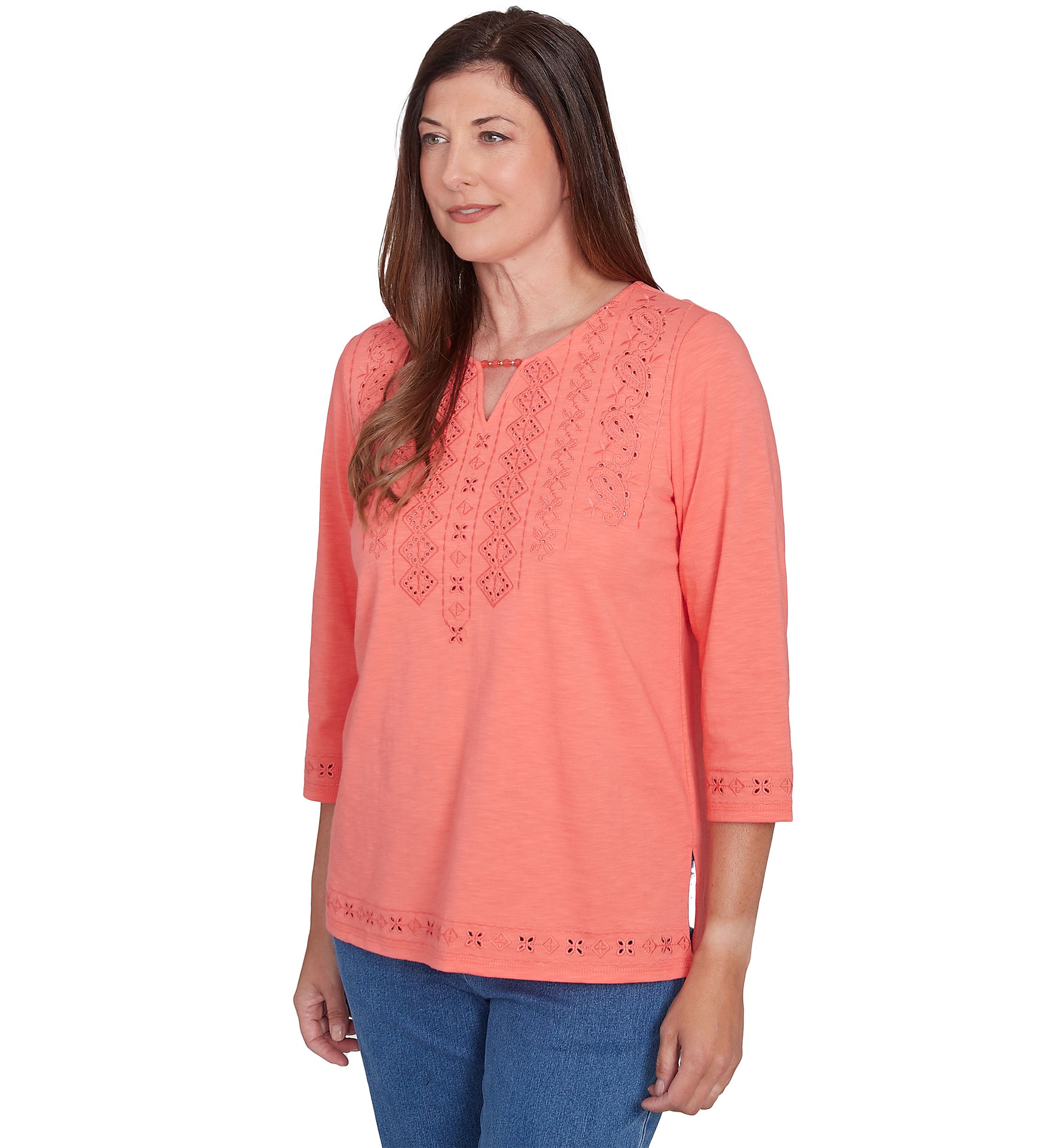 Petite Free Spirit Cut Out Yoke Solid Top