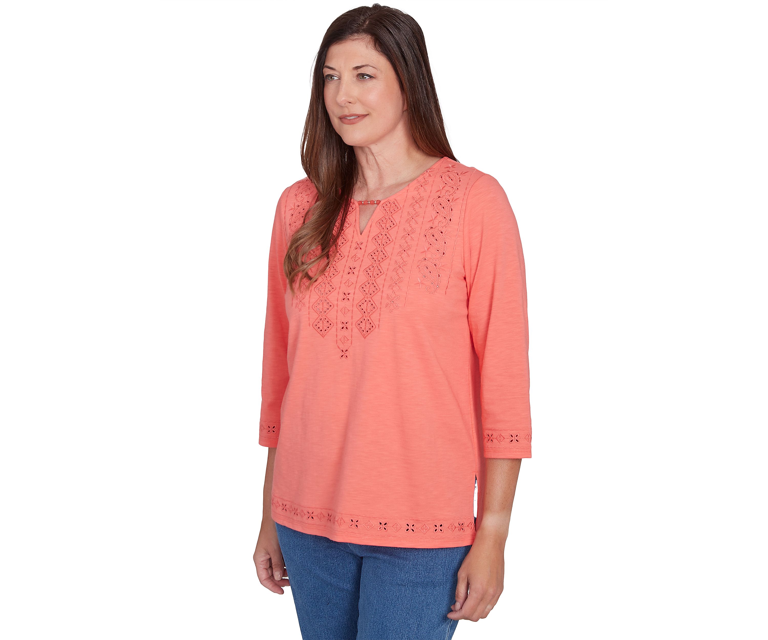 Petite Free Spirit Cut Out Yoke Solid Top