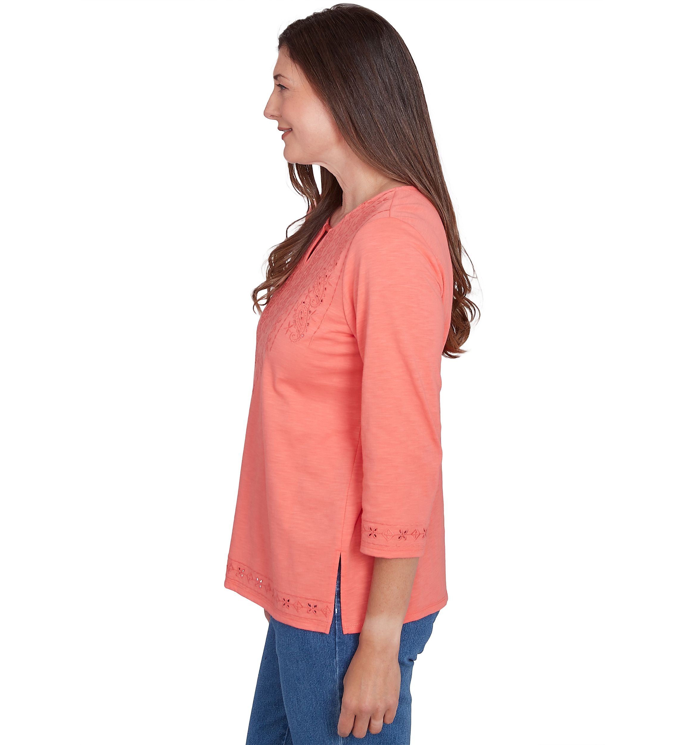 Petite Free Spirit Cut Out Yoke Solid Top