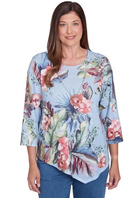 Alfred Dunner Women's Petite Free Spirit Tropical Printed Top