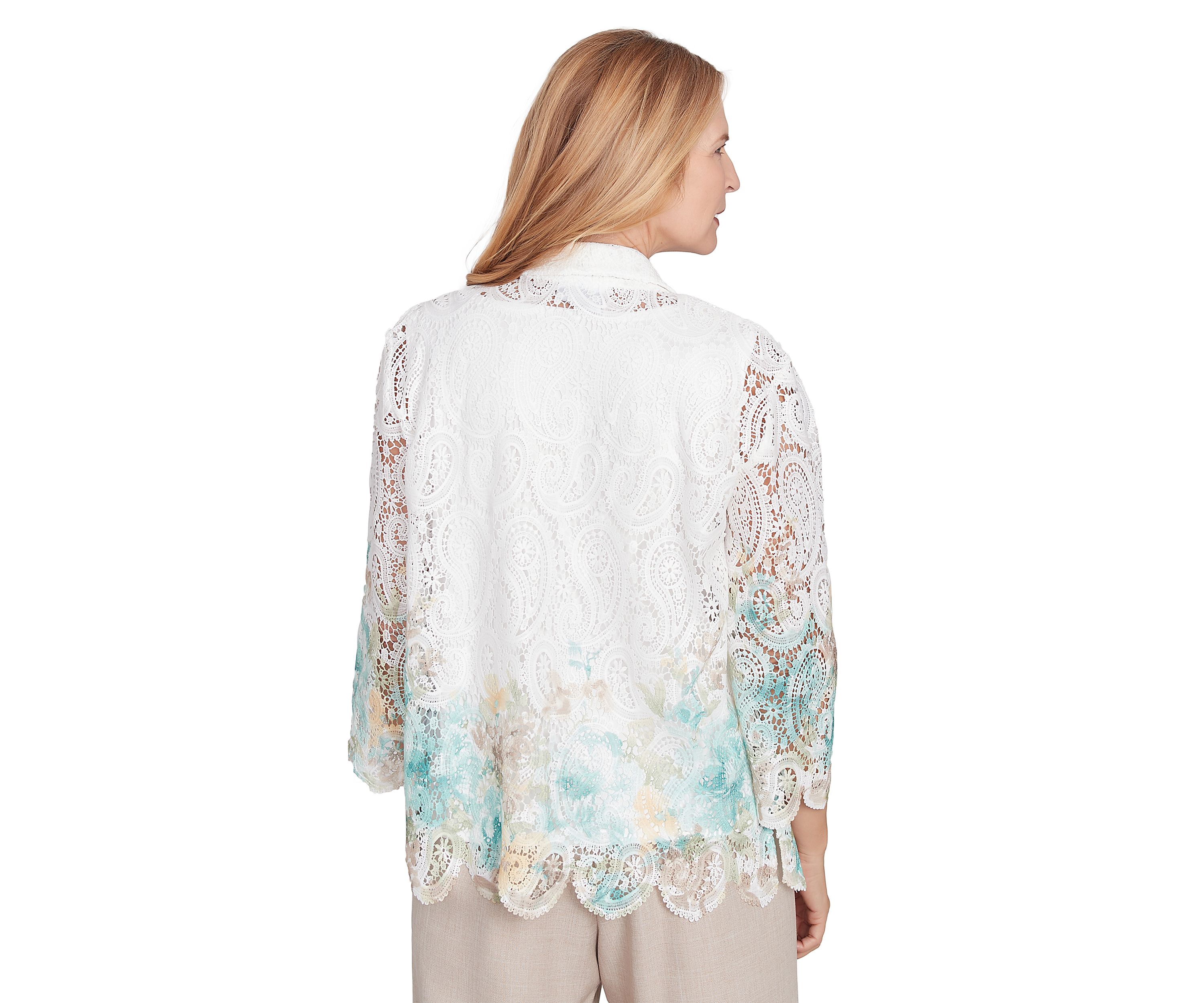 Womens Kensington Gardens Border Floral Lace 2Fer Top