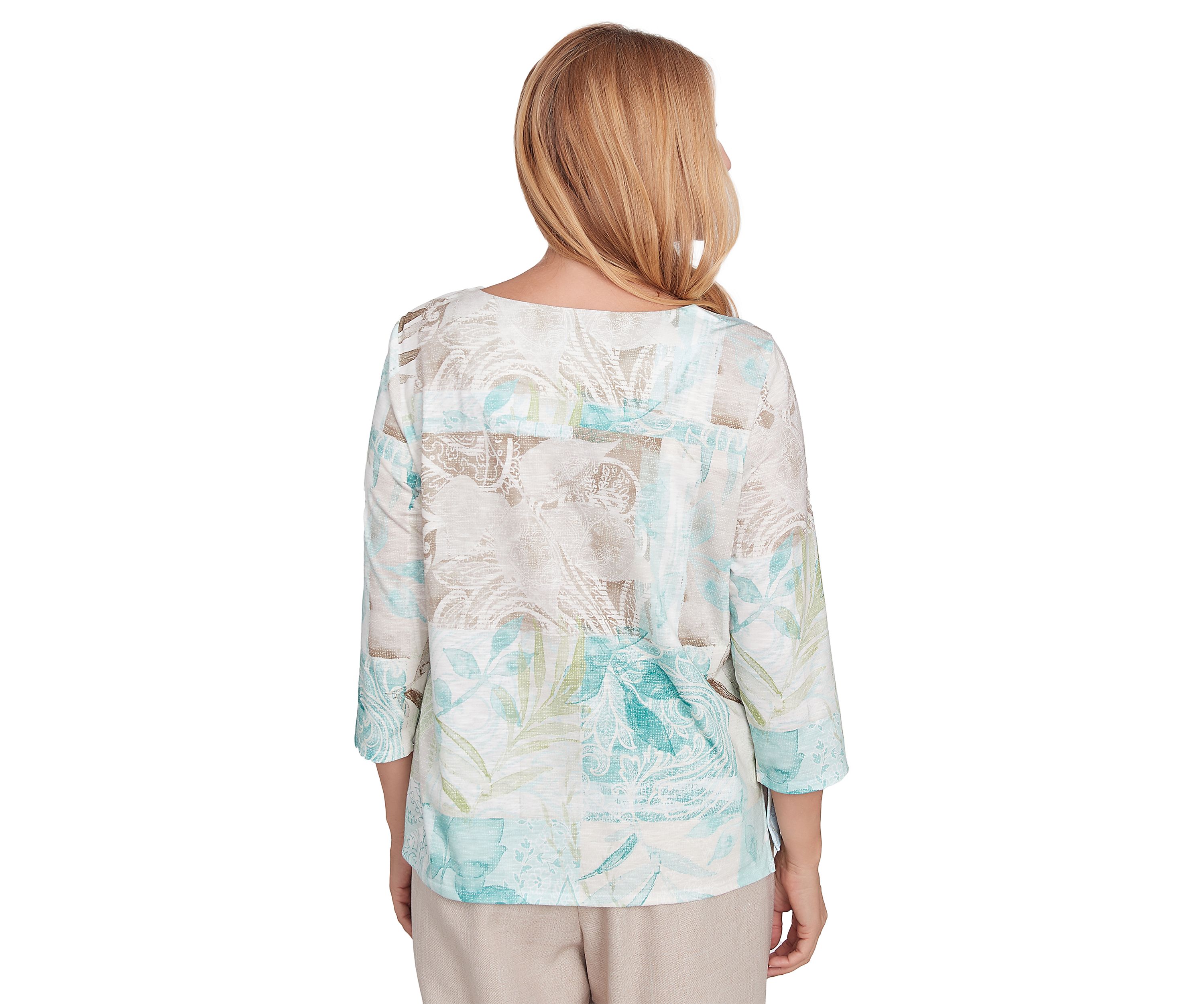 Womens Kensington Gardens Texture Leaves Patchwork Printed Top