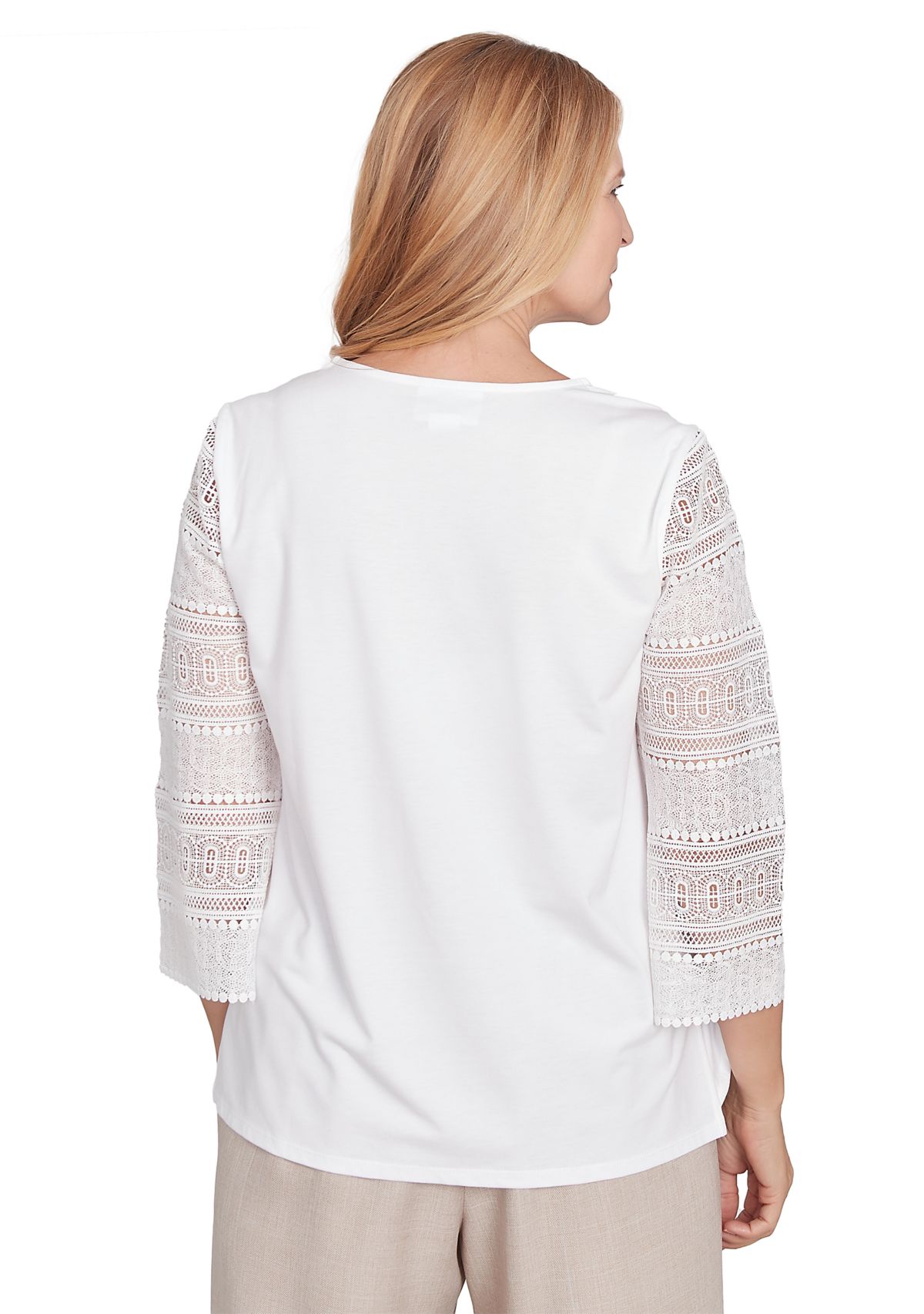 Womens Kensington Gardens Solid with Lace Sleeves