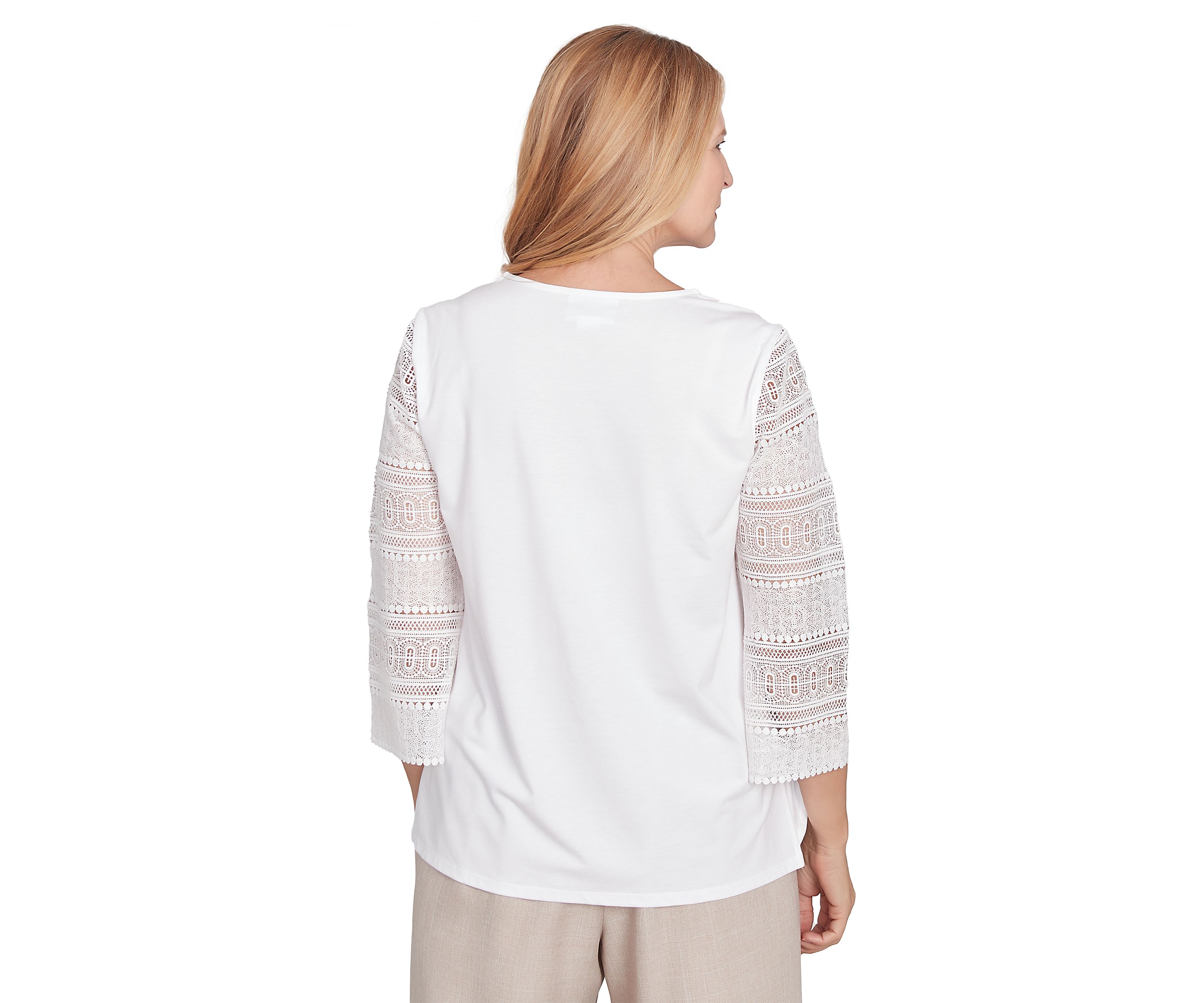 Womens Kensington Gardens Solid with Lace Sleeves