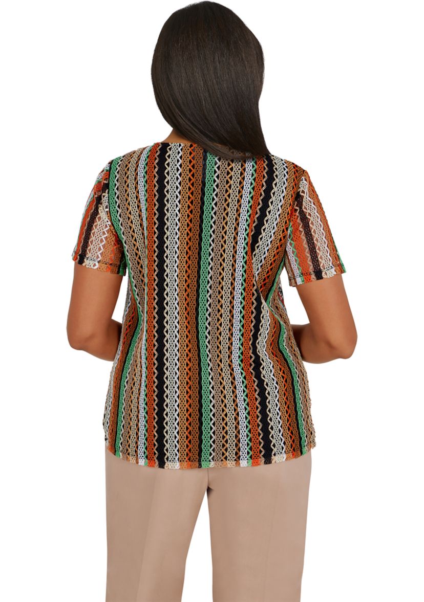 Second Nature Vertical Texture with Necklace Knit Top