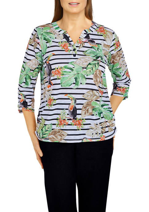 Alfred Dunner Second Nature Toucan Stripe Knit Top