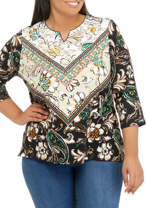 Alfred Dunner Plus Size Paisley Floral Top