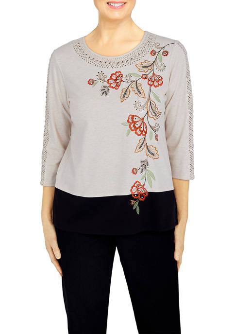 Alfred Dunner Petite Heater Knit Top