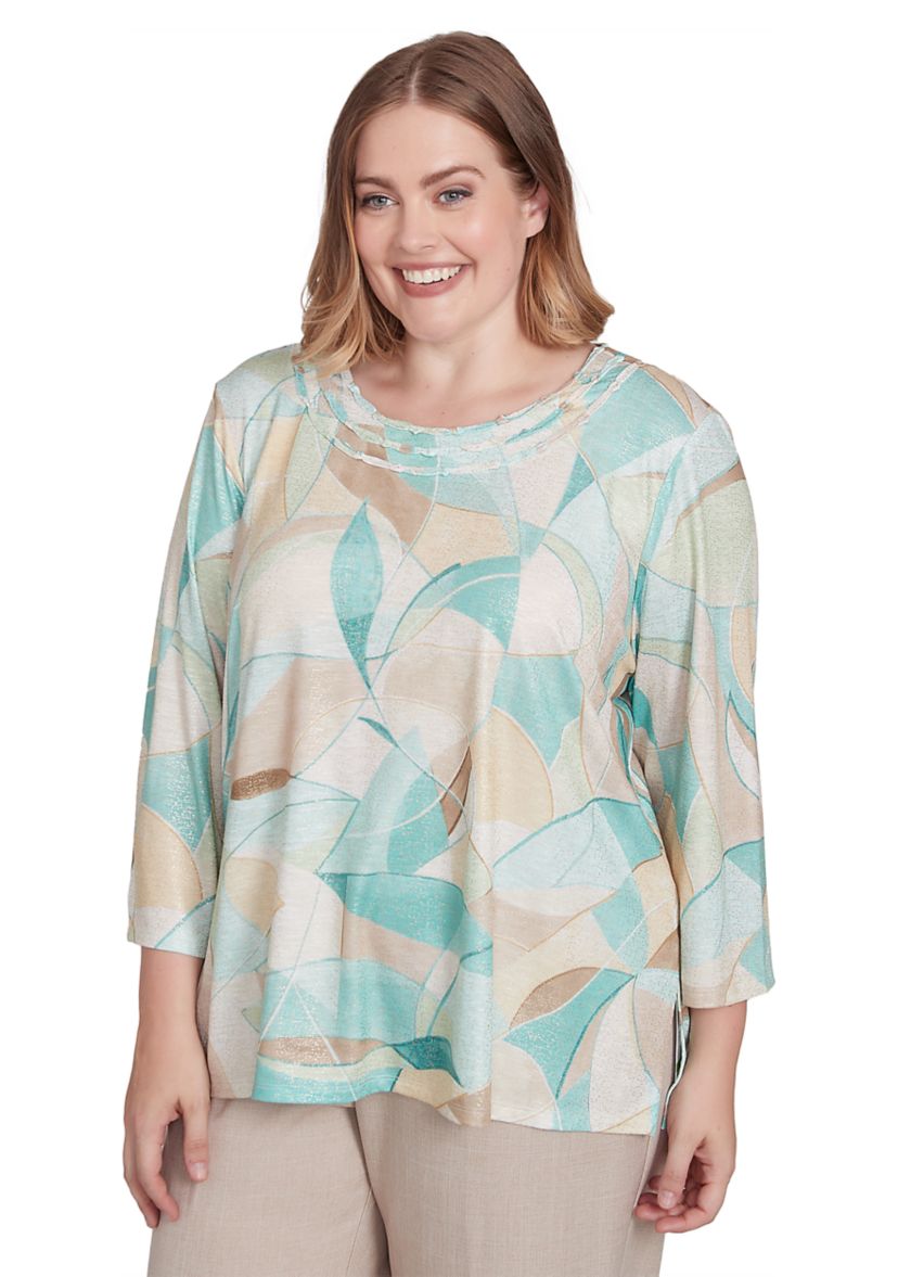 Plus Size Kensington Gardens Stained Glass Printed Top