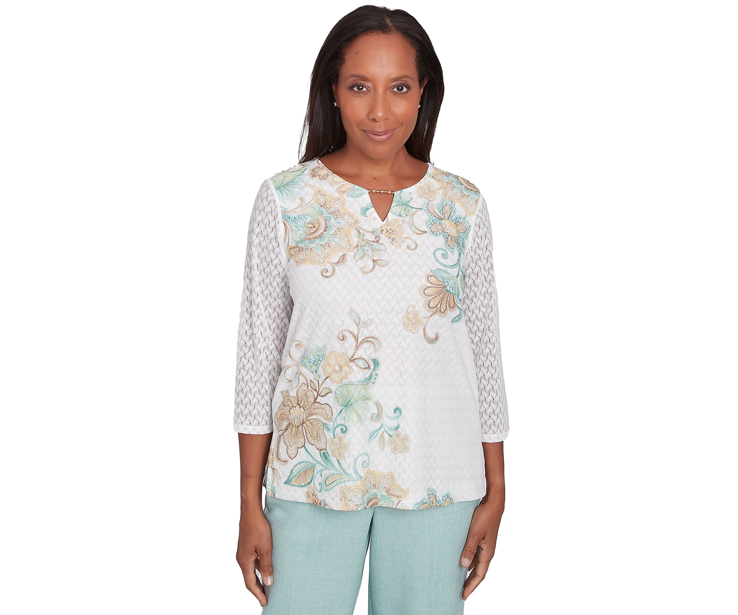 Petite Kensington Gardens Texture Scroll Top