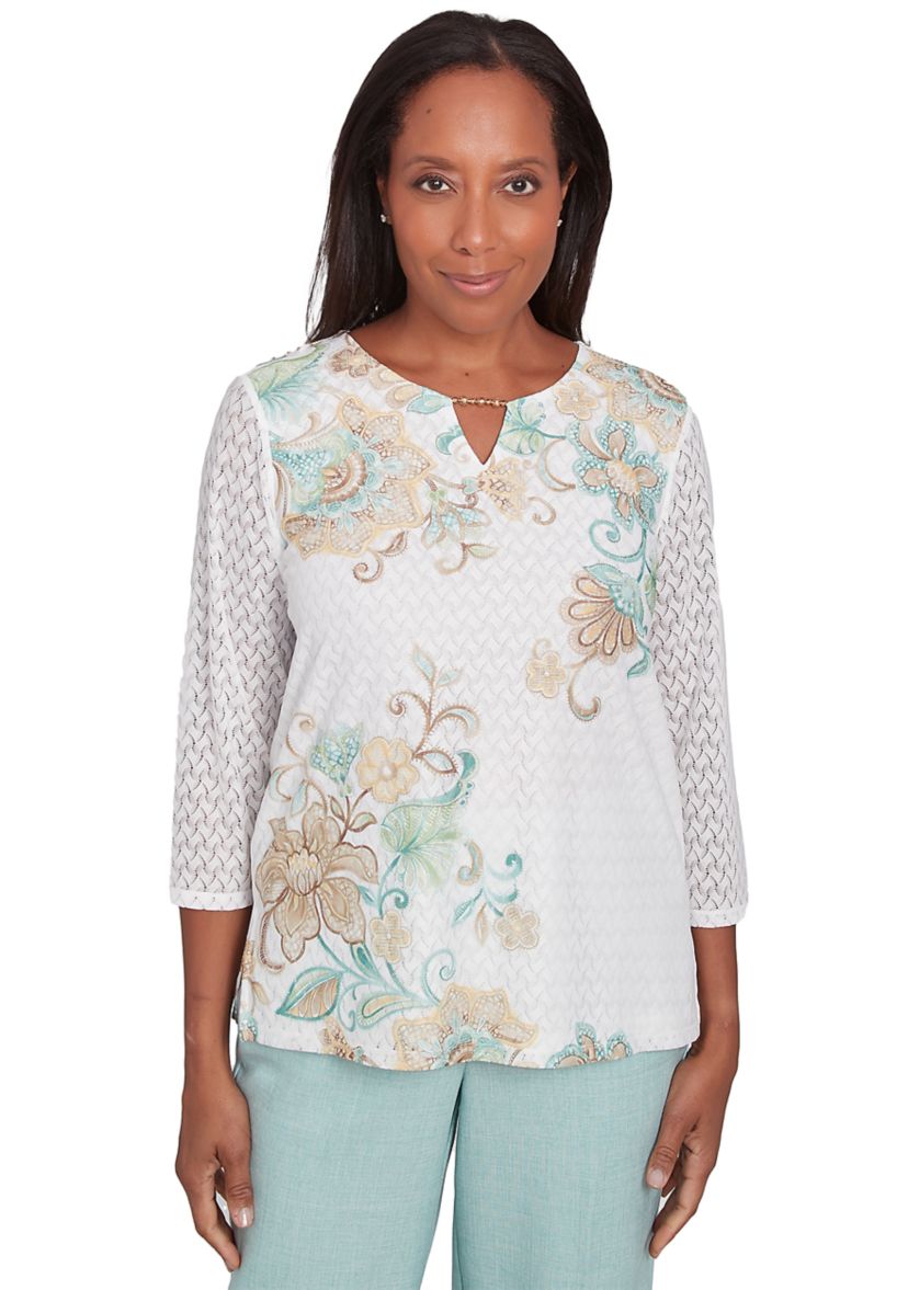 Petite Kensington Gardens Texture Scroll Top